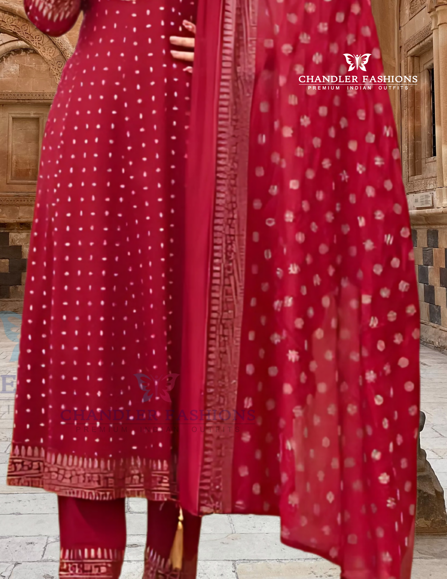 Red Color Embroidery Work Salwar Suits In USA
