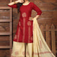 Alluring Red Color Printed Kurti With Beige Palazzo Pant and a Beige Dupatta
