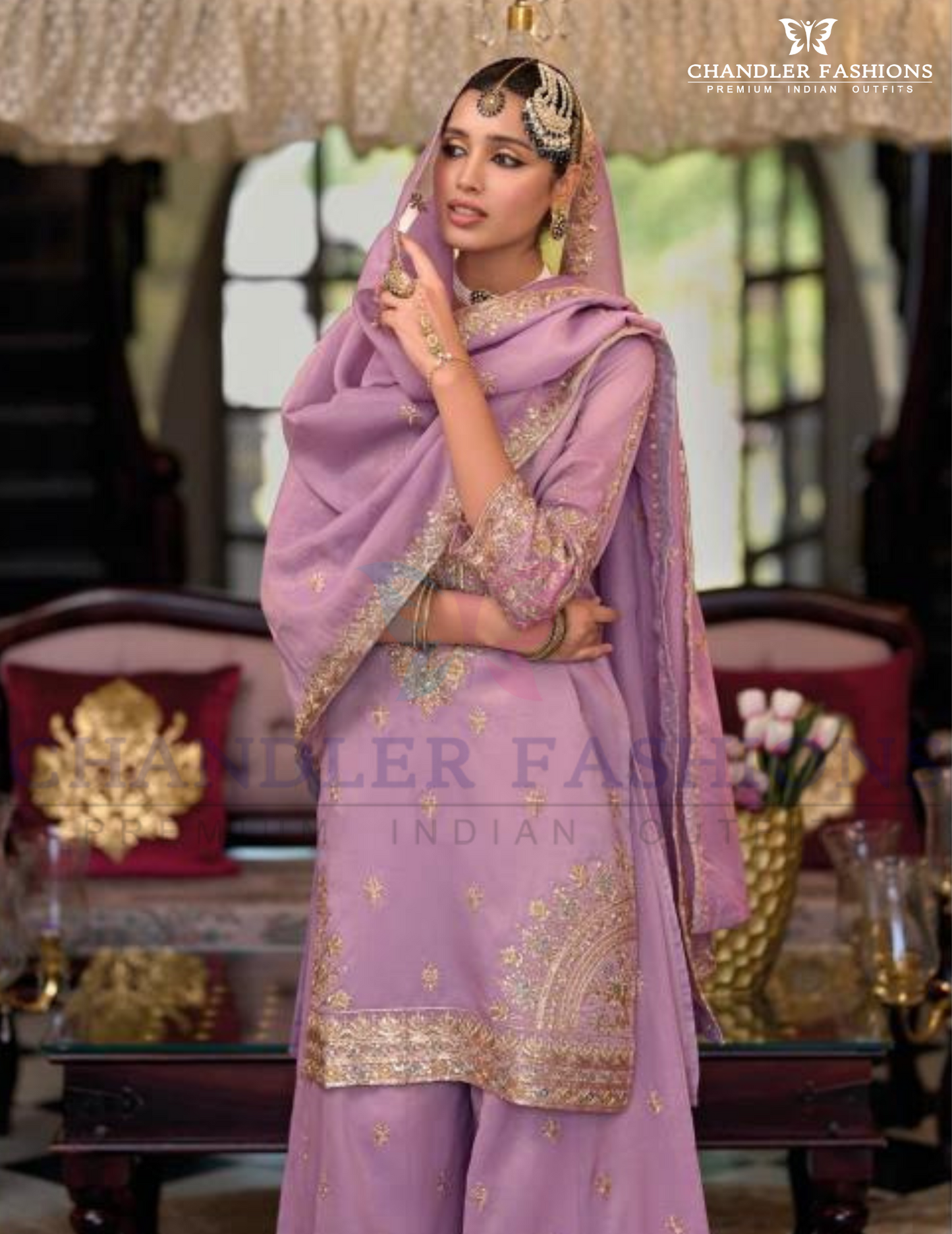 Pleasing Embroidery Work Palazzo Suits For Women In USA