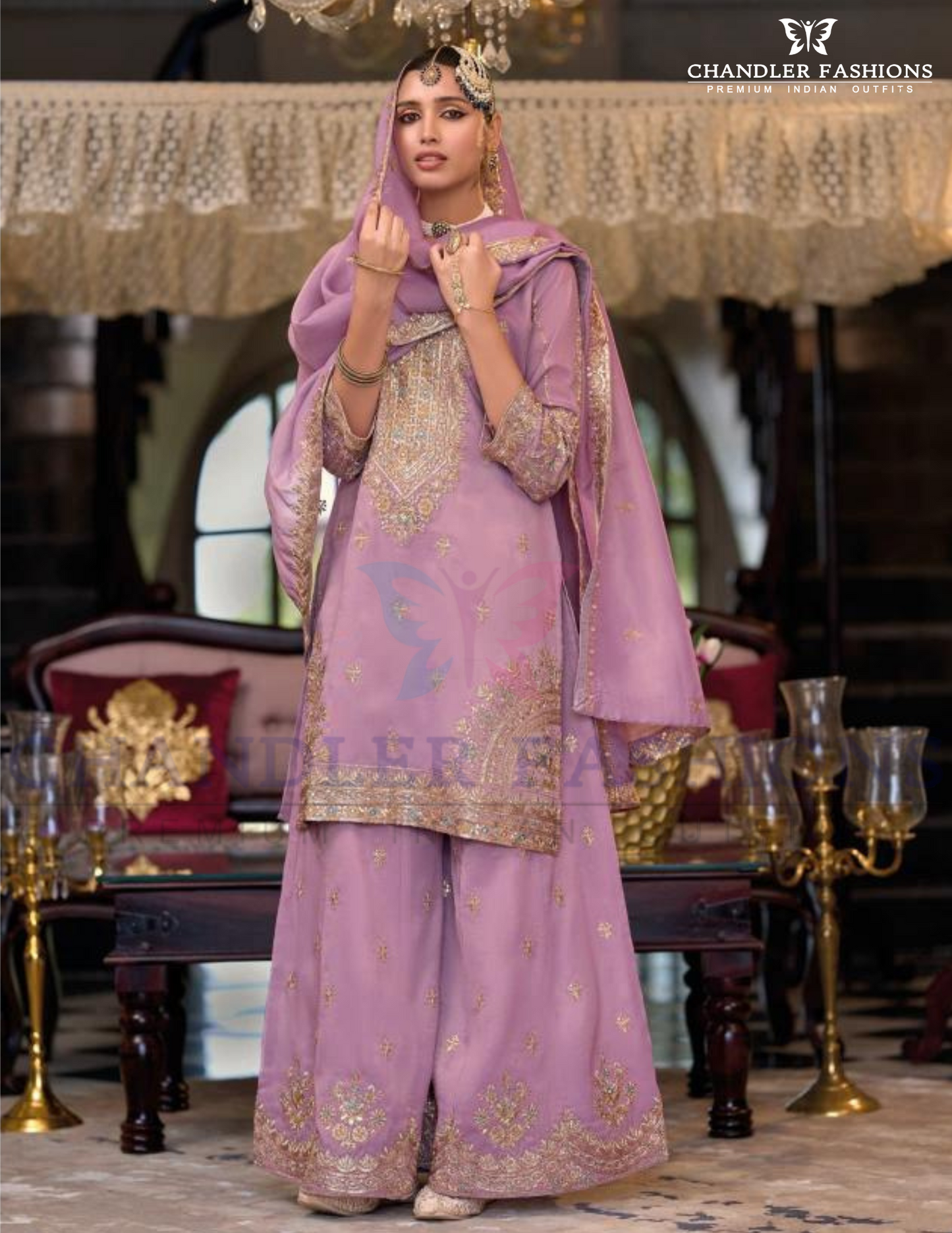 Pleasing Lavender Color Palazzo Suits For Women Near Me