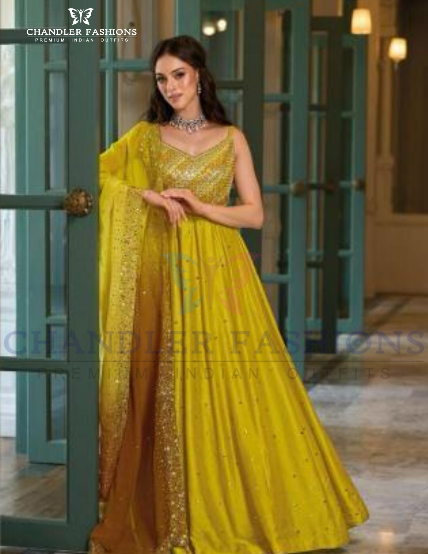 Beautiful Mustard Yellow Color Heavy Premium Silk And Embroidery Work Kurti With Dupatta