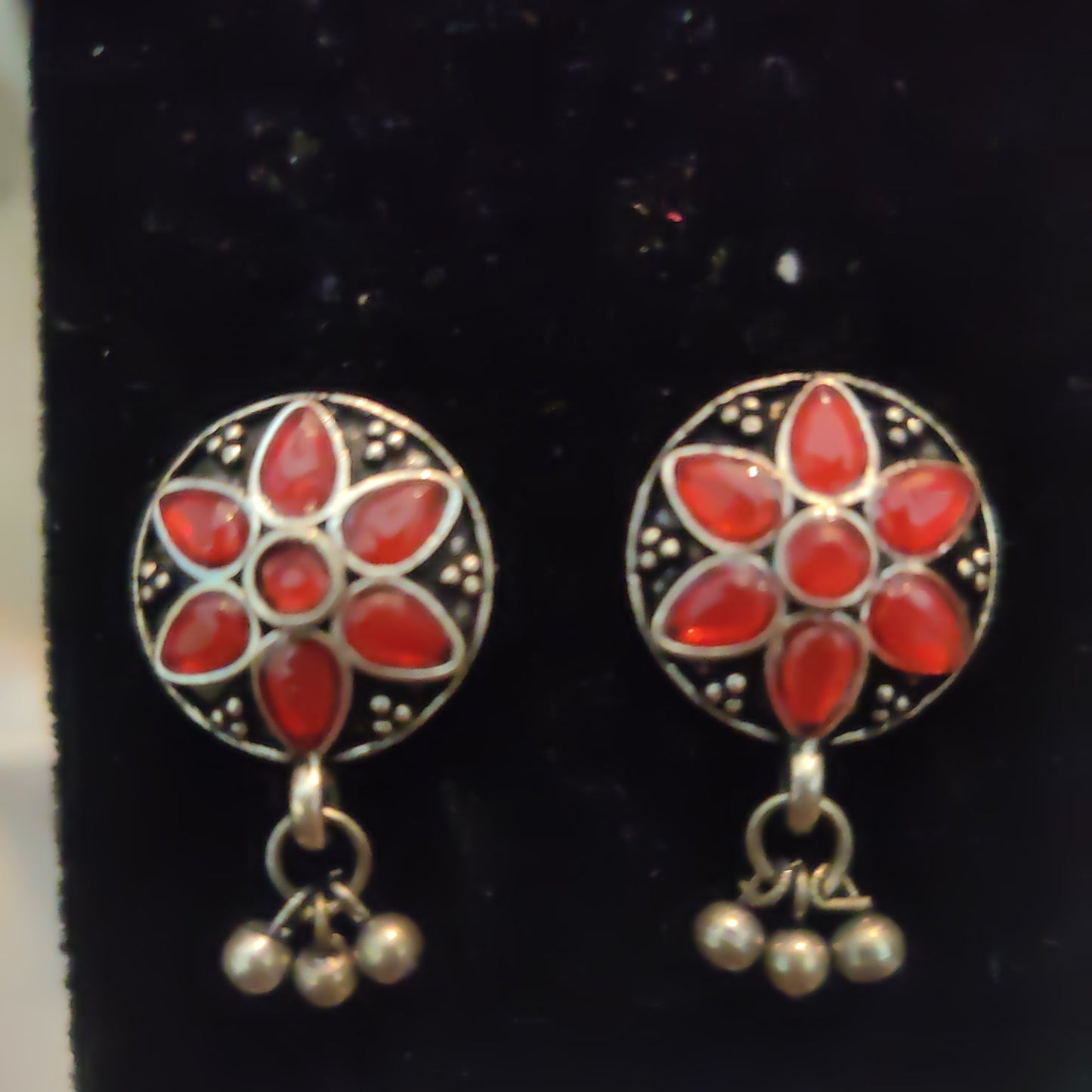 Wonderful Oxidized Earrings With Red Colored Beads Near Me