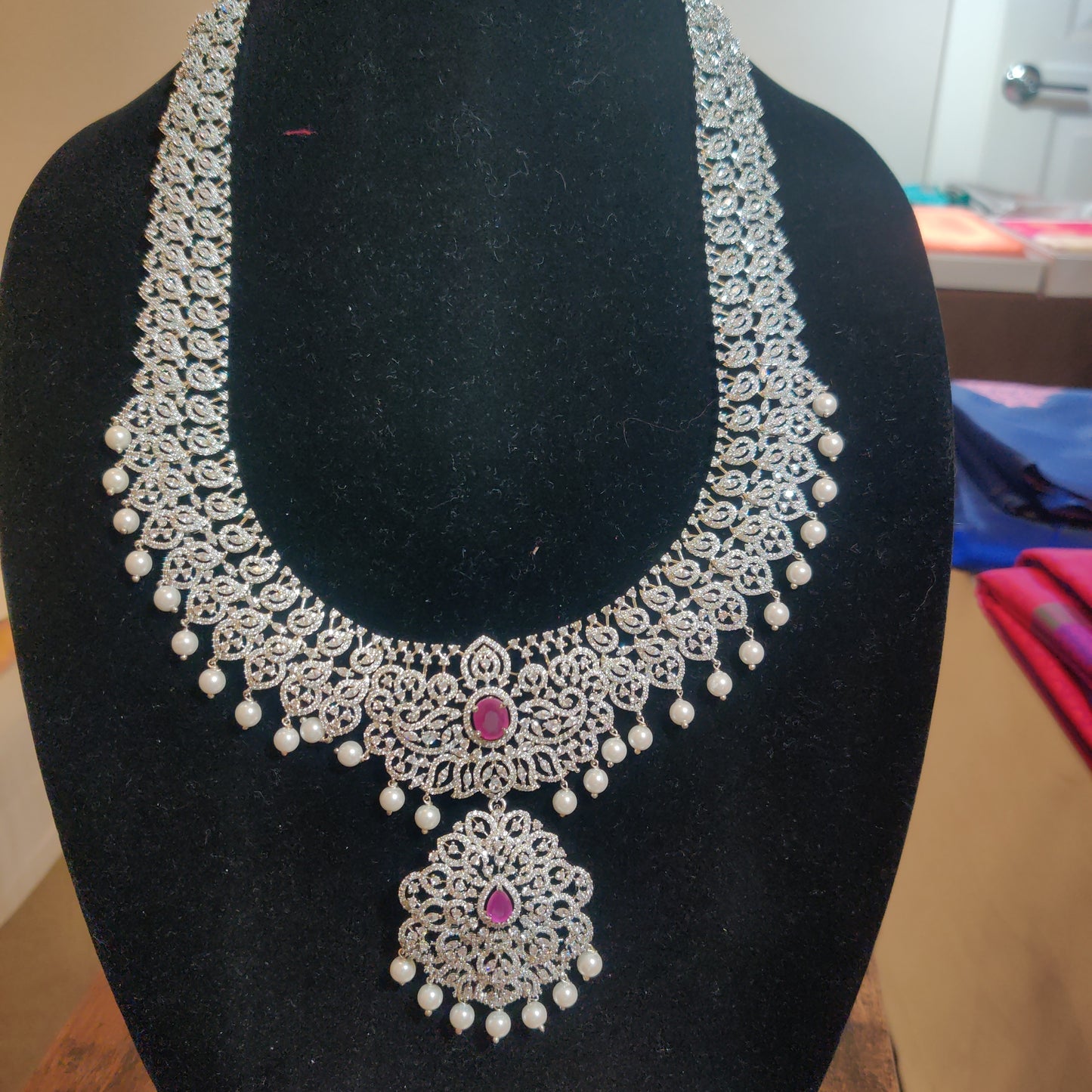 Trendy AD Necklace Set With Detachable Pendant For Women