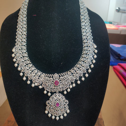 Trendy AD Necklace Set With Detachable Pendant For Women