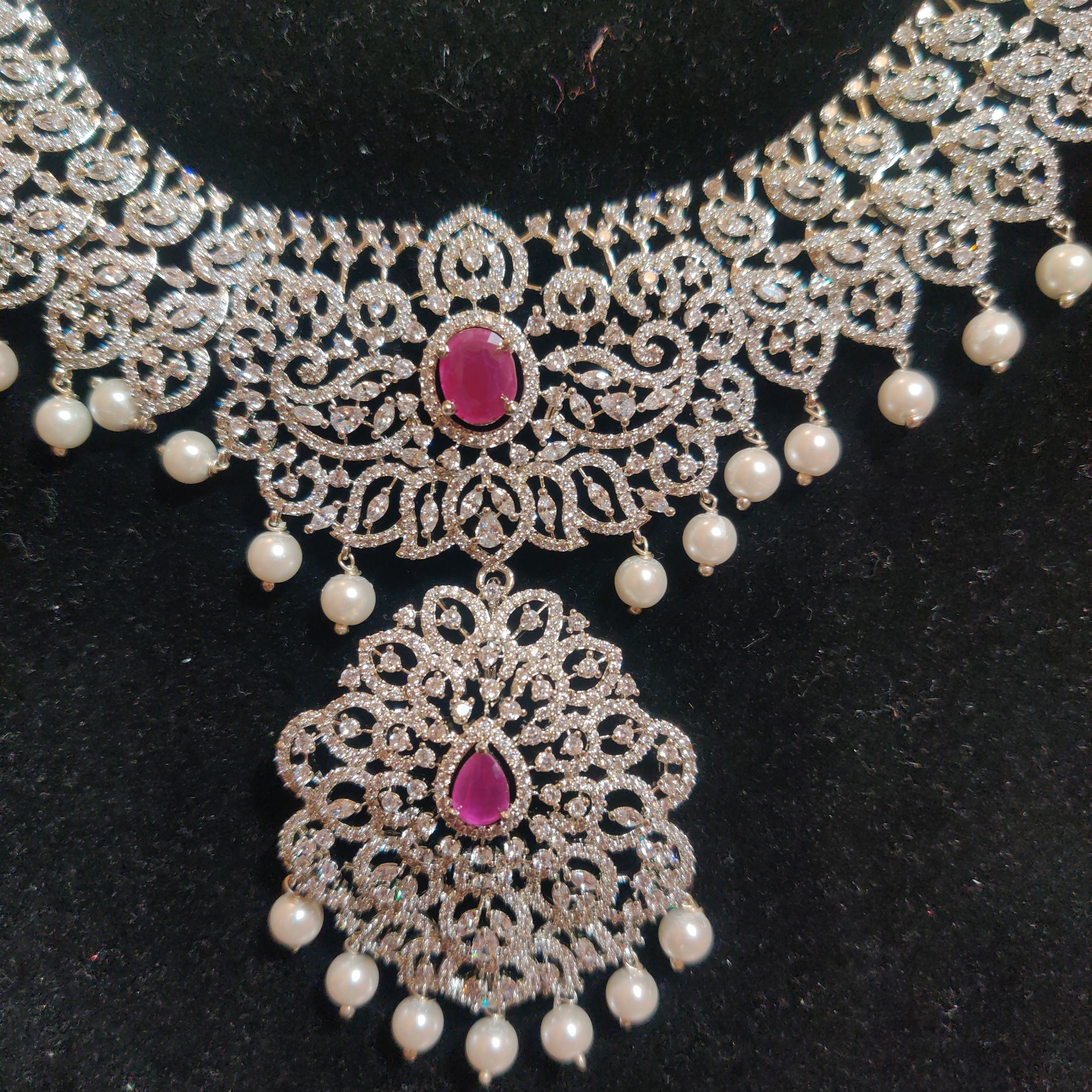 Trendy AD Necklace Set With Detachable Pendant  Near Me