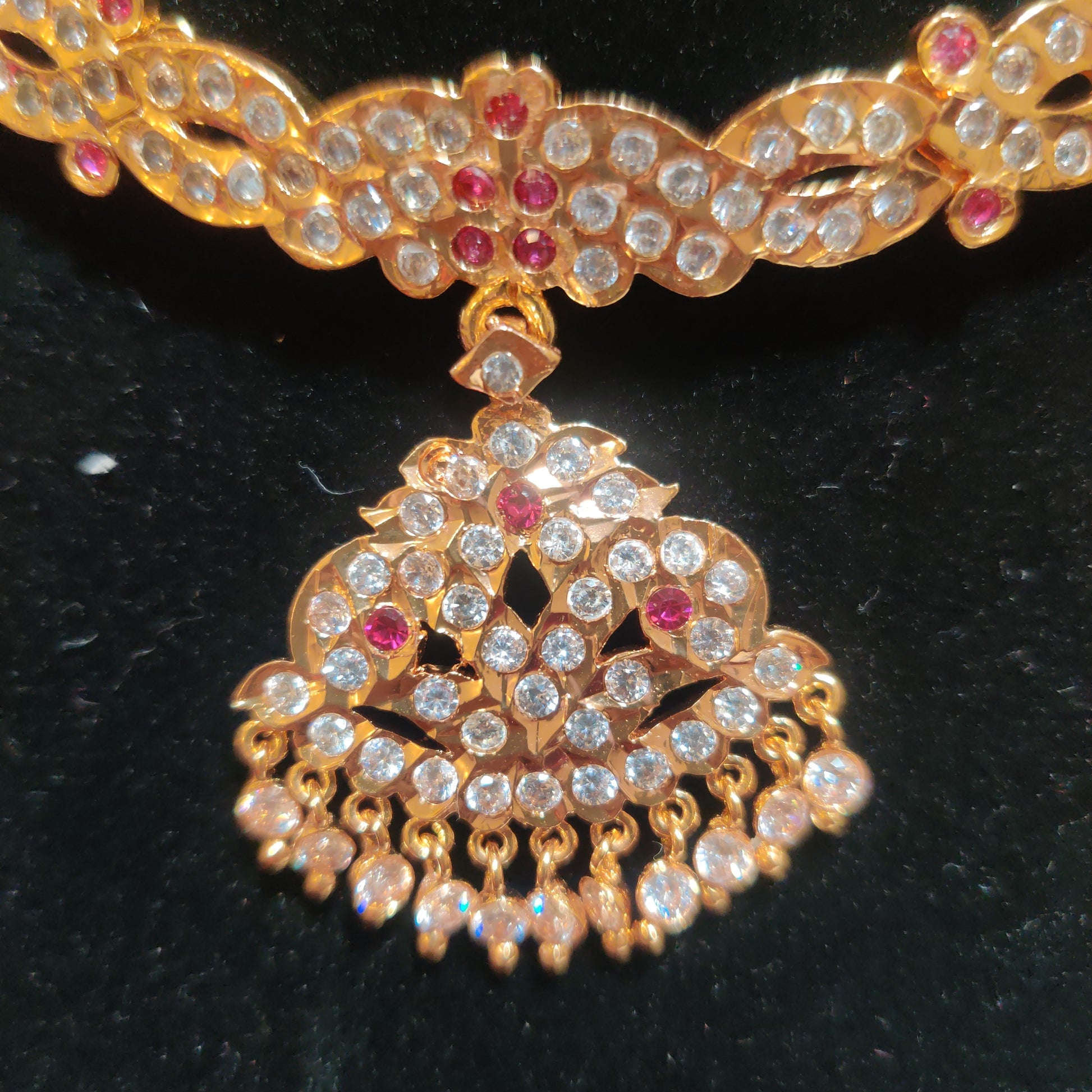 Awesome Gold Plated Necklace With Ruby And White Stones Near Me