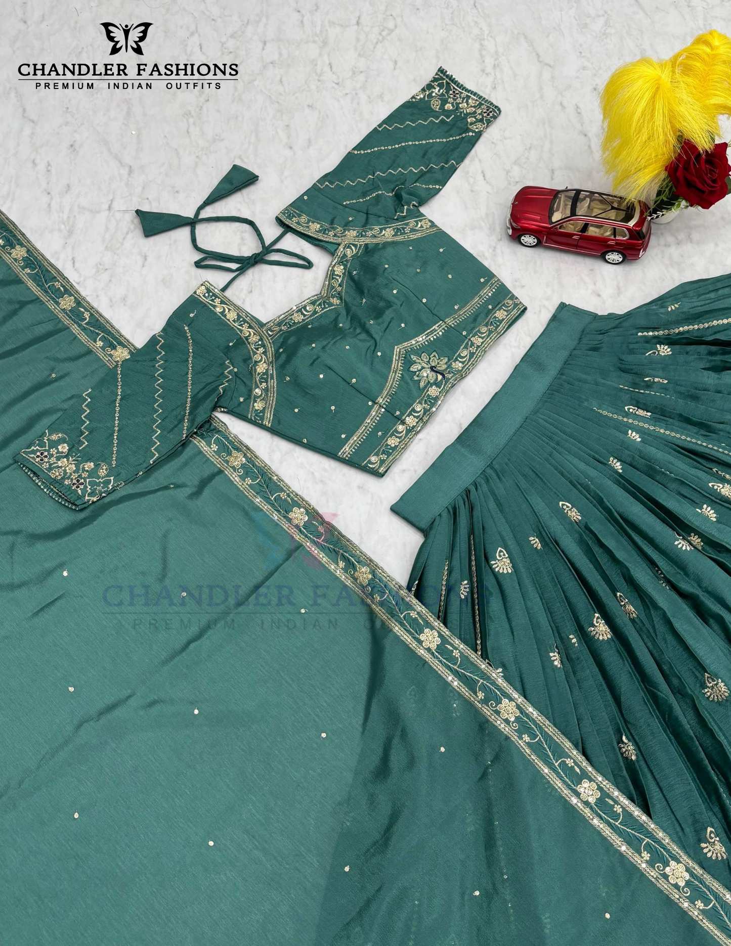 Teal Green Color Embroidery And Sequins Work Lehenga Choli In USA
