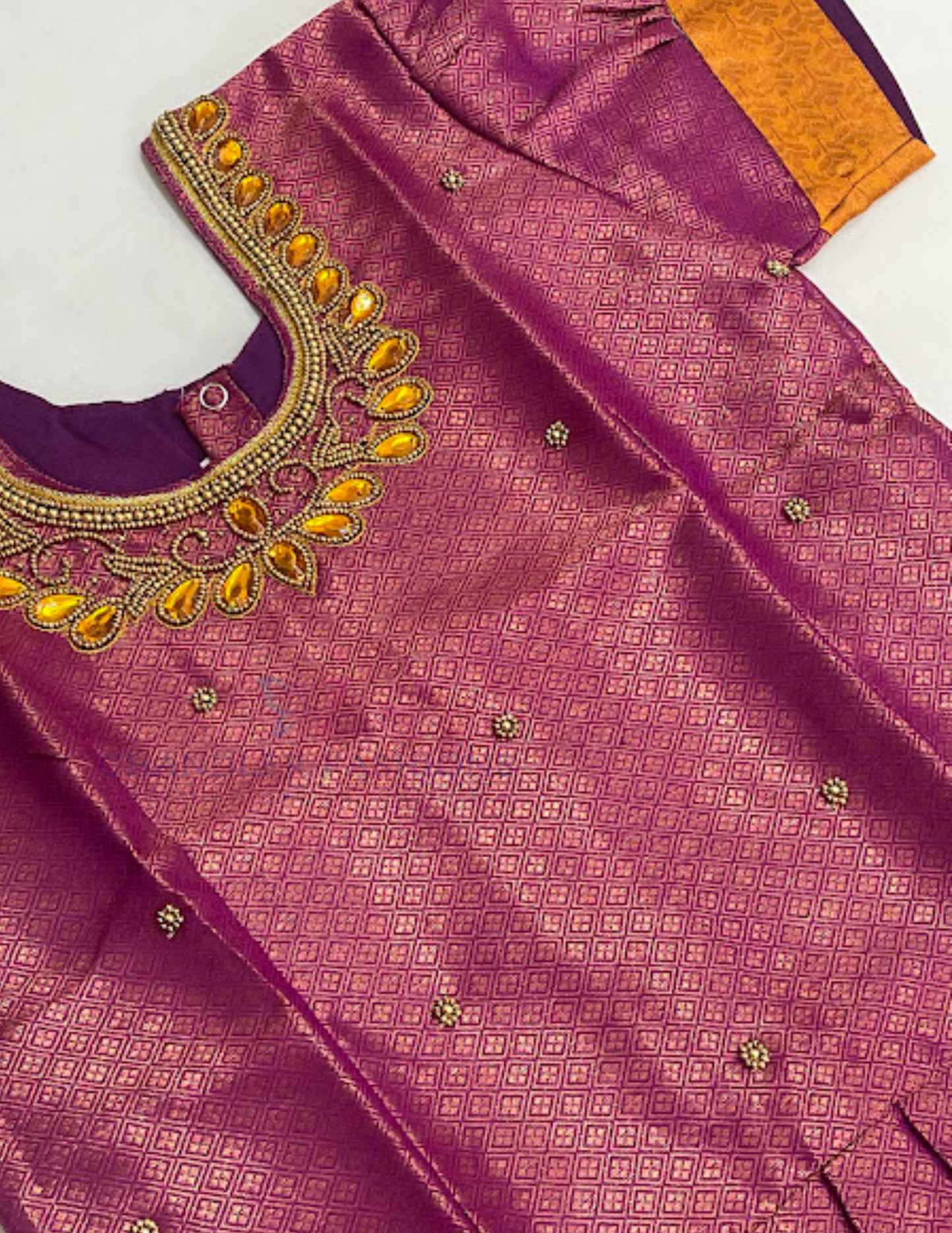 Pink And Mustard Yellow Color Silk Langa set In Tempe
