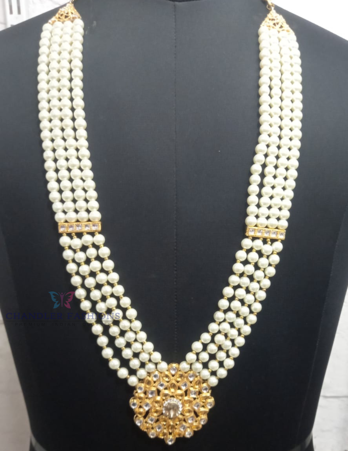 Glorious White Color Multilayered Designer Beaded Mala