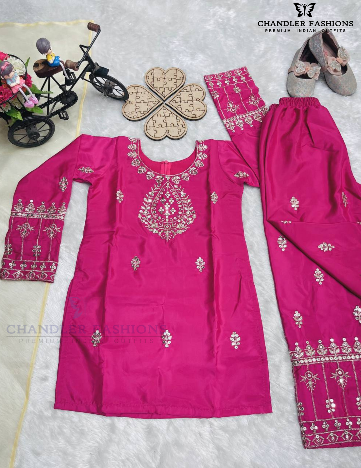 Charming Rani Pink Color Crepe Silk With Embroidery Sequins Work Kurti Suits In USA