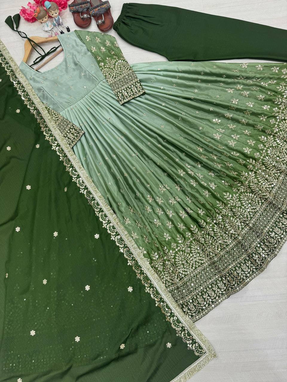 Anarkali Set With Embroidery Work In Prescotte