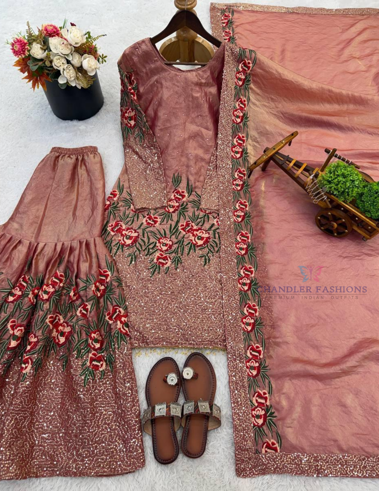 Peach Color Sharara Suits In Yuma