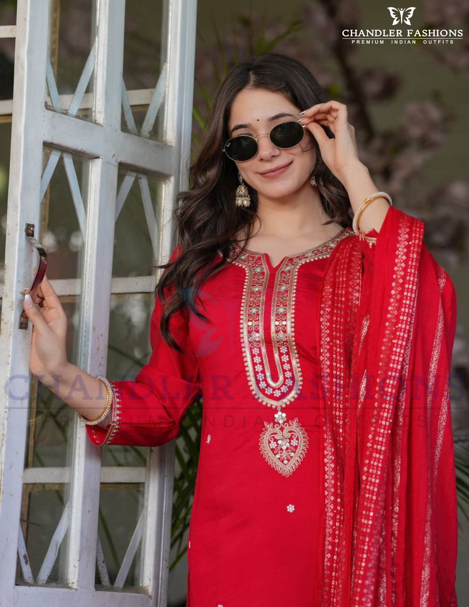 Elegant Red Salwar Suits With Dupatta Set Near Me
