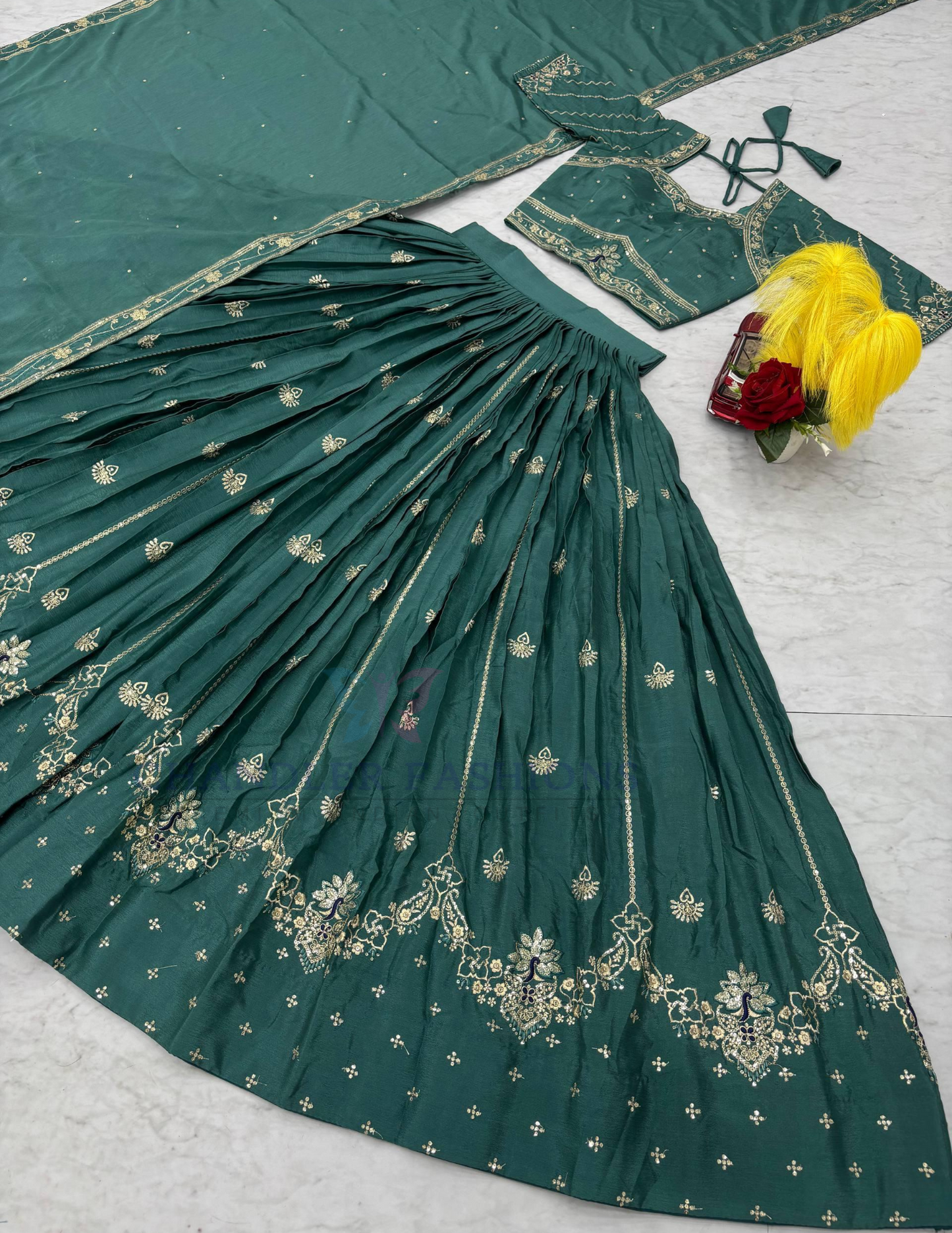 Teal Green Color Embroidery And Sequins Work Lehenga Choli Near Me