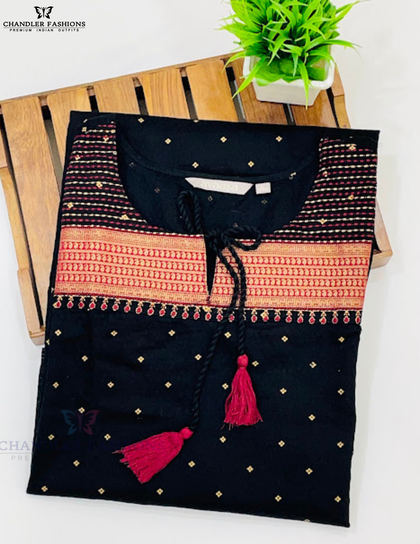 Stunning Black Color Cotton Kurti With Robe Dazzles Work In Chandler