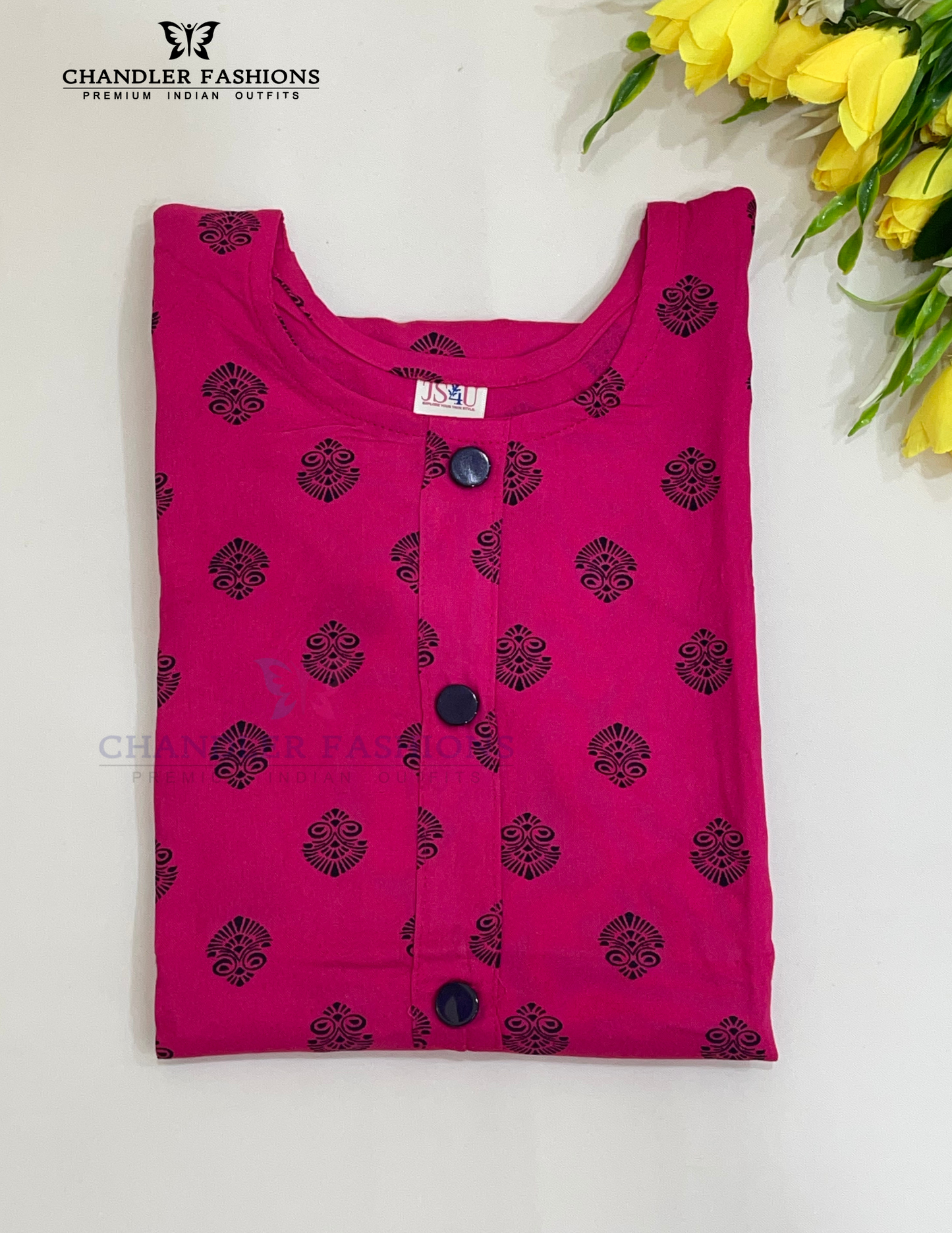 Pink Color Rayon With Printed Work Kurti Near me