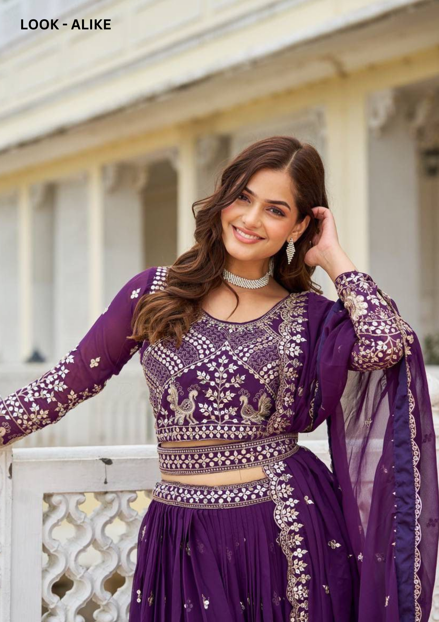 Attractive Purple Colored Heavy Faux Georgette Lehenga Choli Near Me