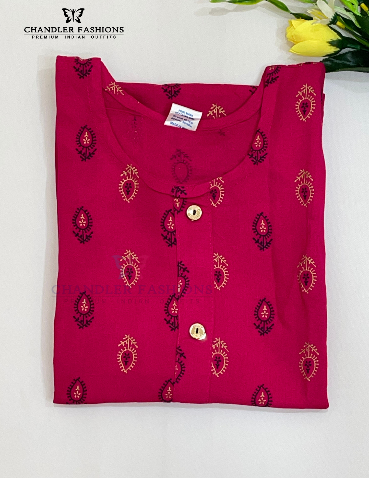 Pink Color Rayon With Printed Work Kurti Near Me