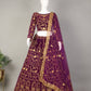 Dazzling Purple Color Designer Embroidery Work Velvet Lehenga Choli For Women