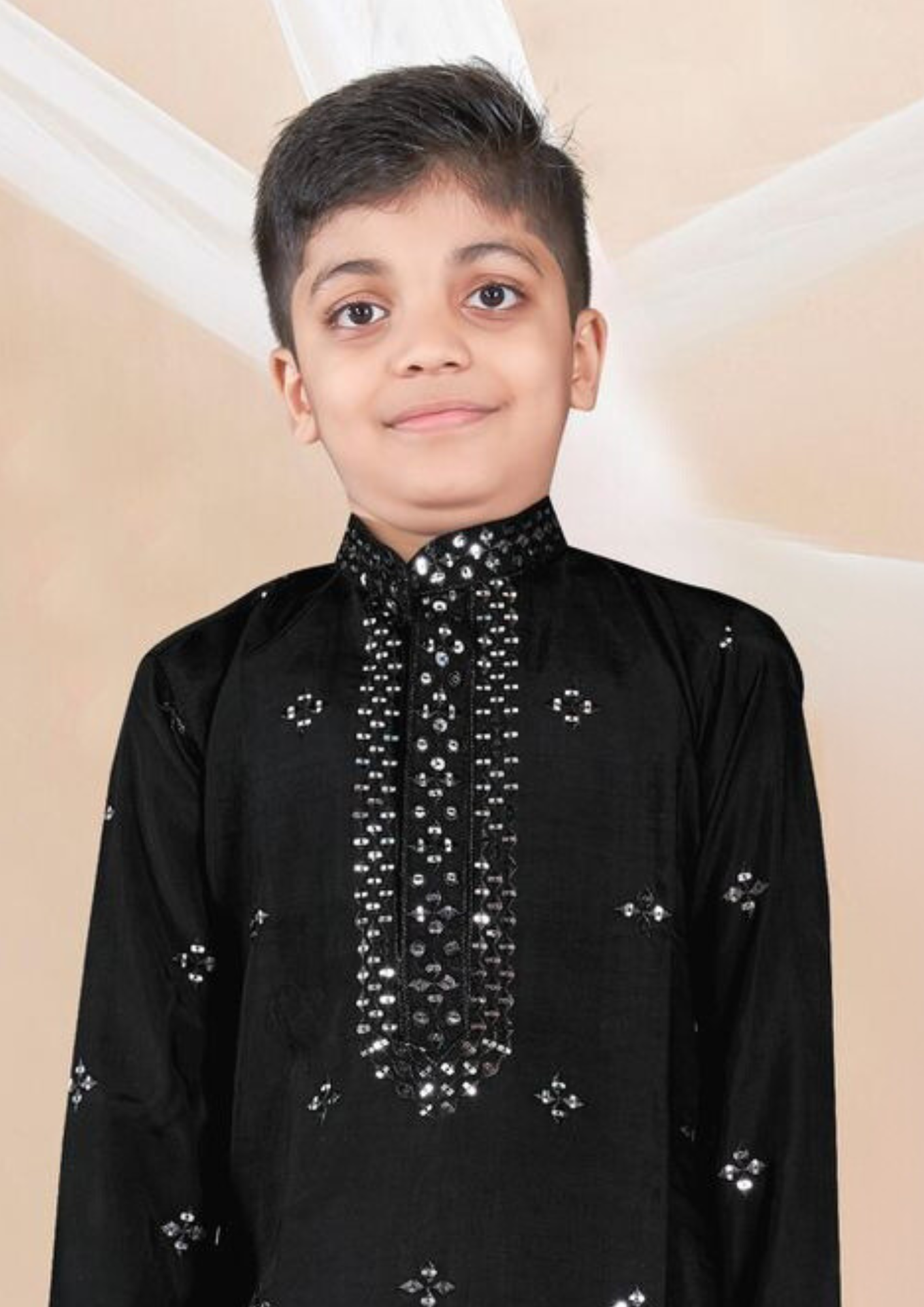 Black Color Kurta Pajama Set With Sequins Work For Kids Near Me
