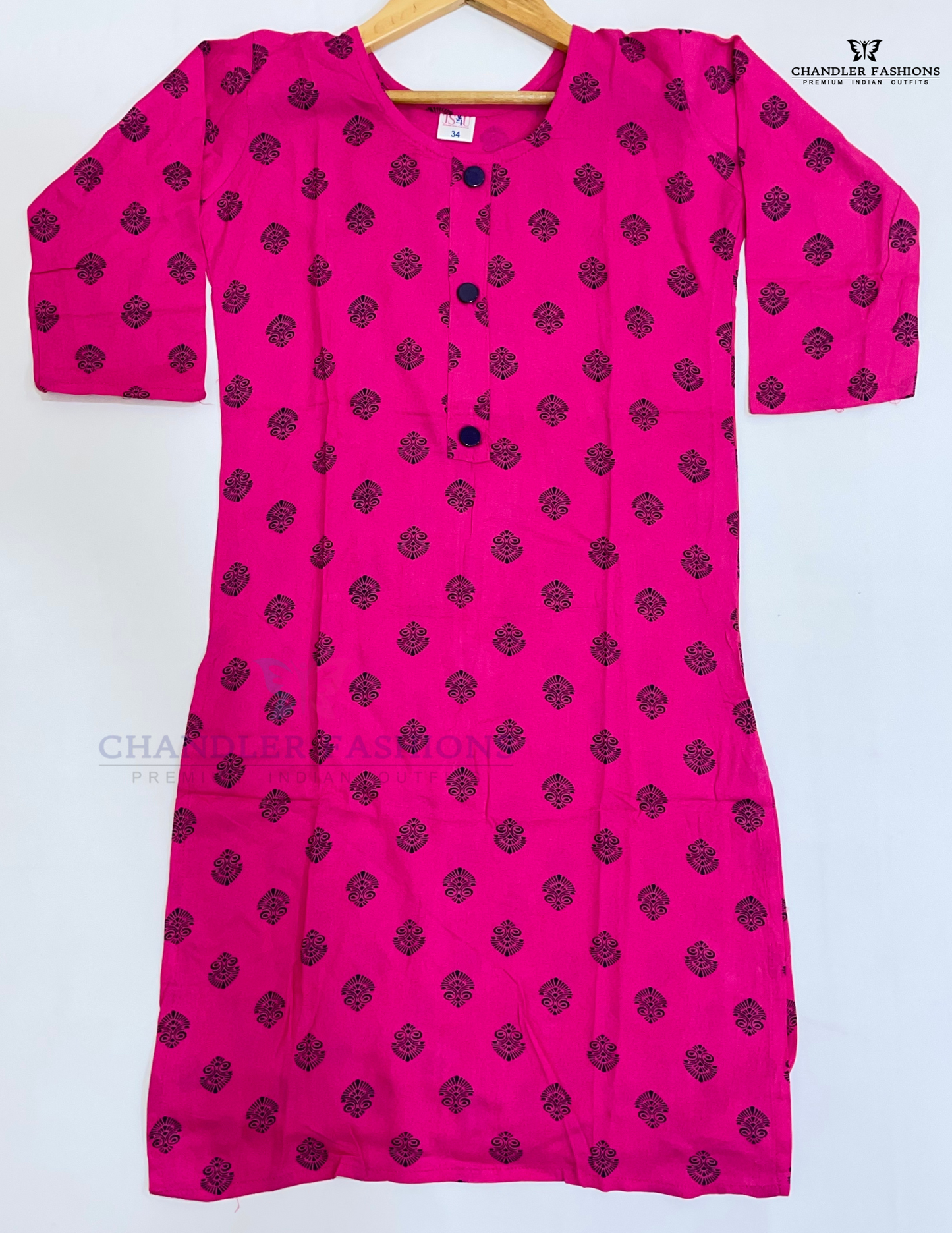 Pink Color Rayon With Printed Work Kurti In Chandler