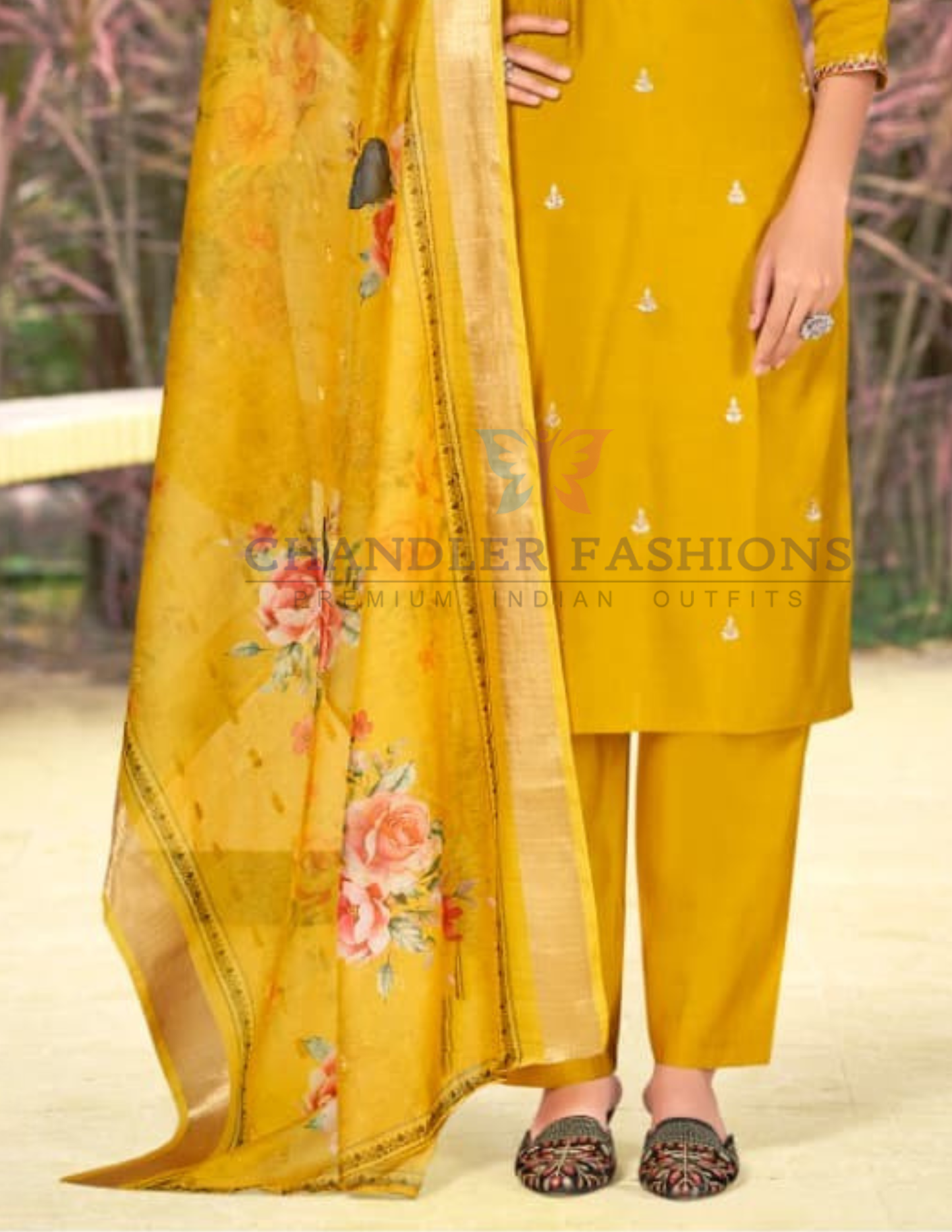 Mustard Yellow Color Heavy Embroidery Work Salwar Suits With Dupatta In USA