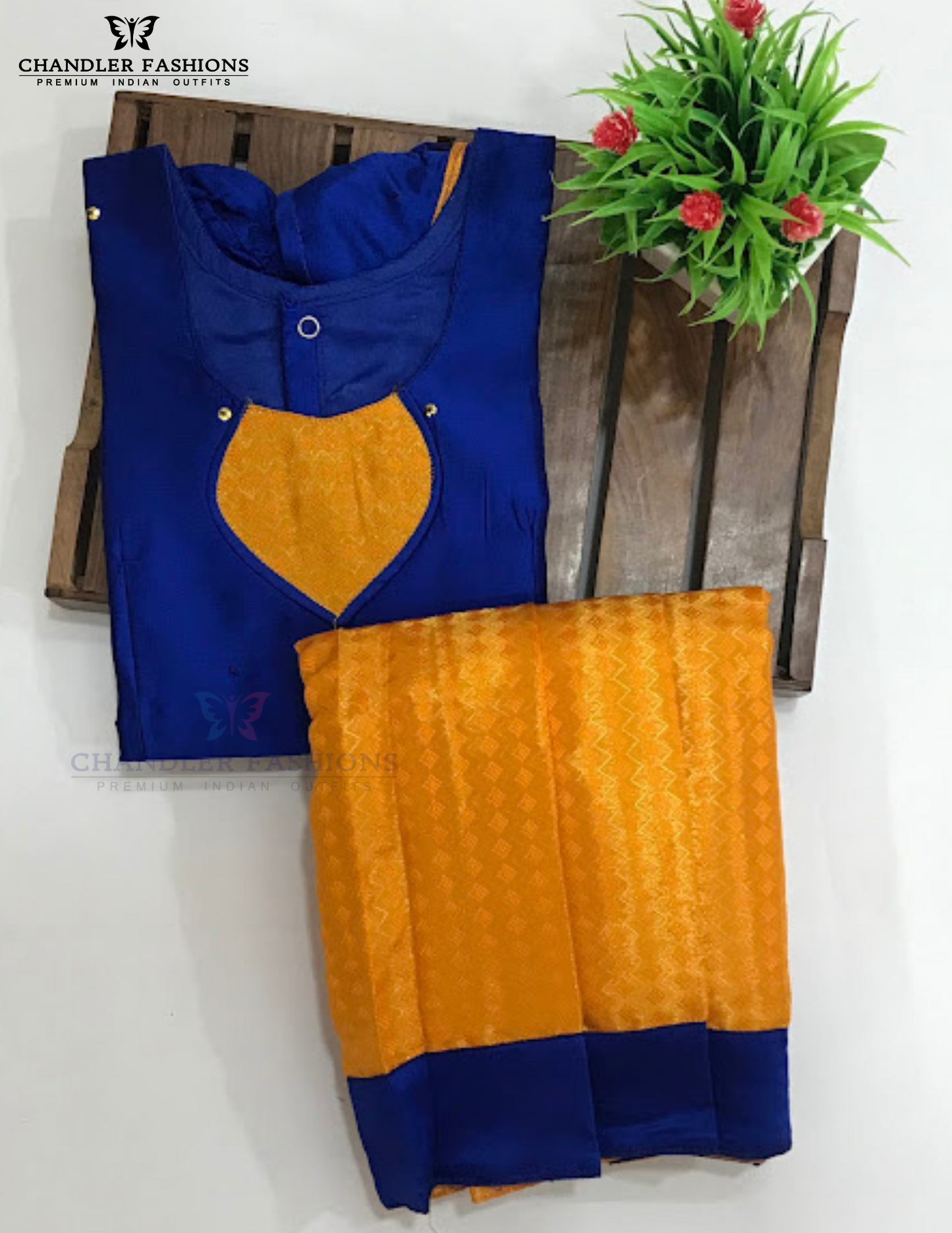 Royal Blue Color Silk Langa Set With Zari Work Near Me