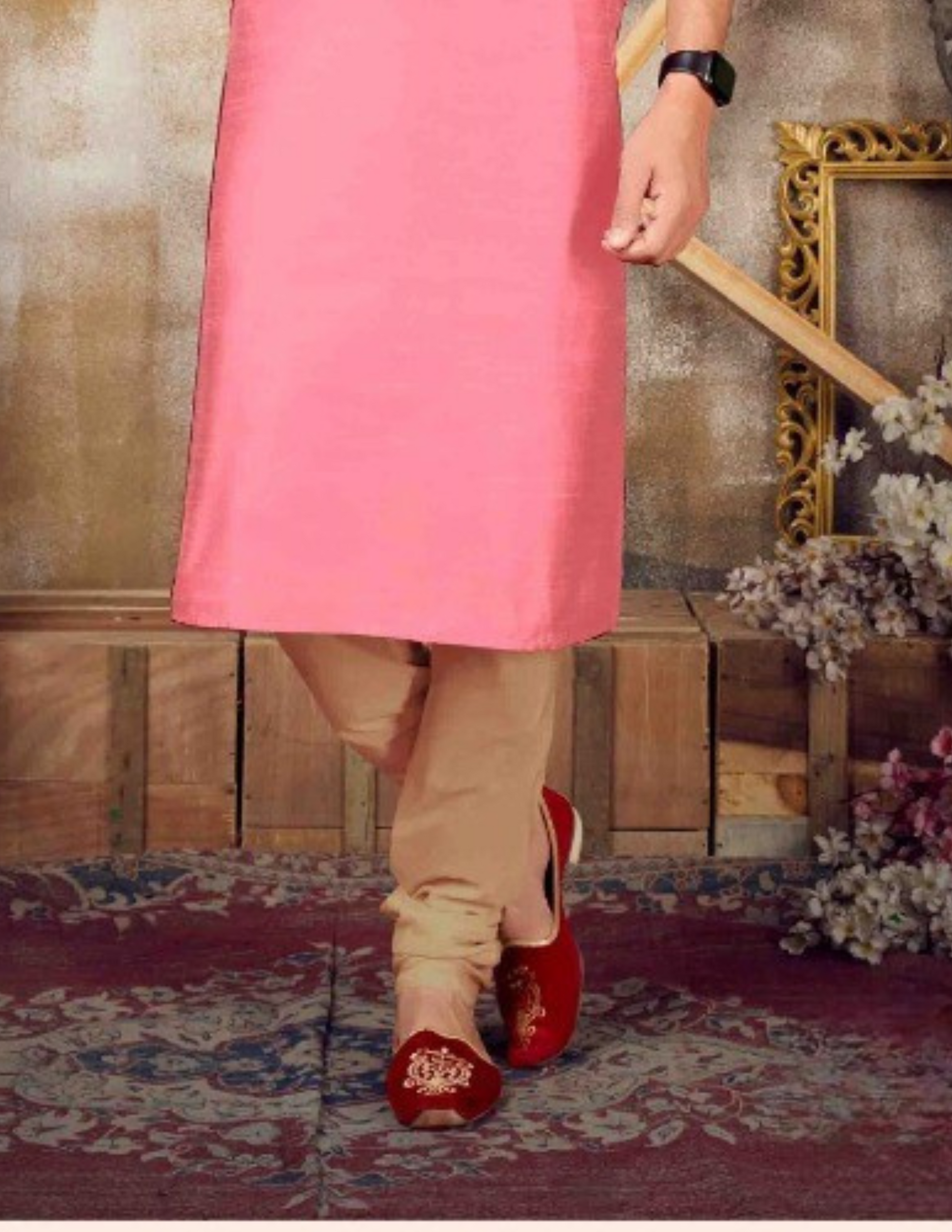 Stunning Pink Color Fancy Slub Silk Kurta With Pajama In USA