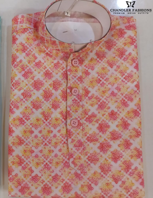 Wonderful Multicolor Cotton With  Printed Work Kurta Suits For Boys