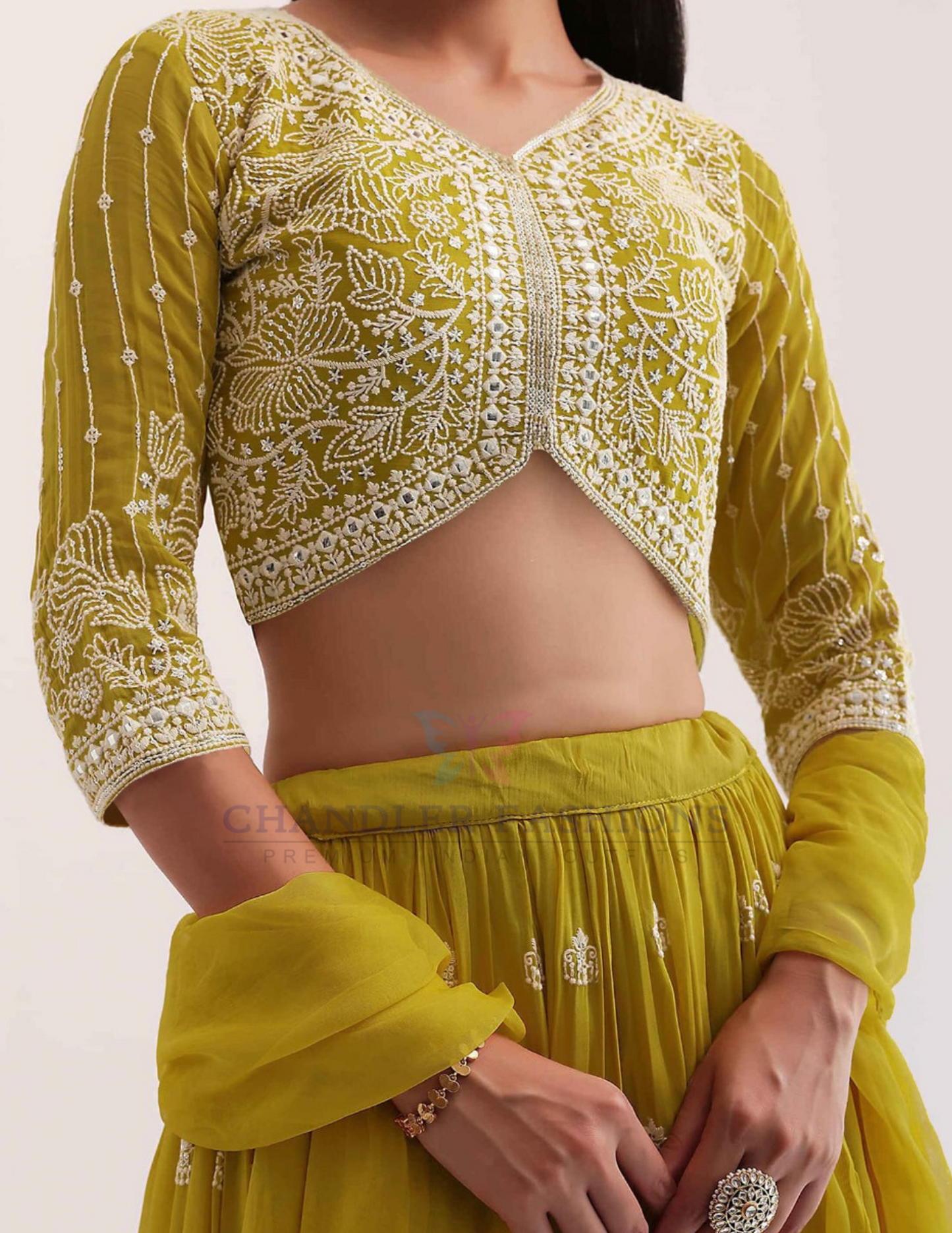 Mustard Yellow Color Georgette Lehenga Choli With Embroidery Work In Mesa