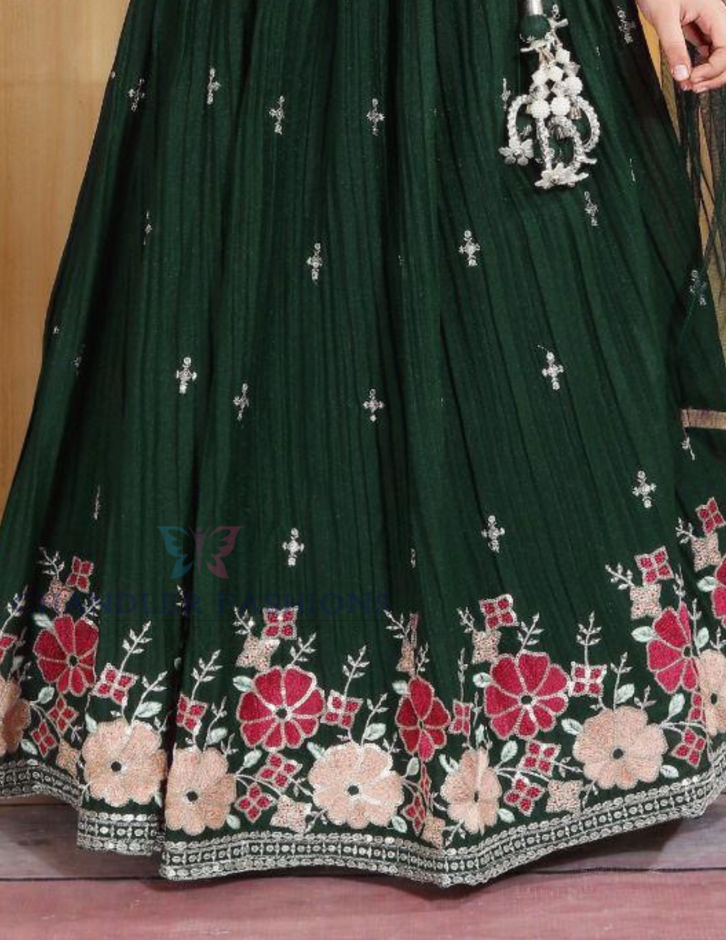 Dark Green Color Sequins Work Choli Set With Dupatta In USA