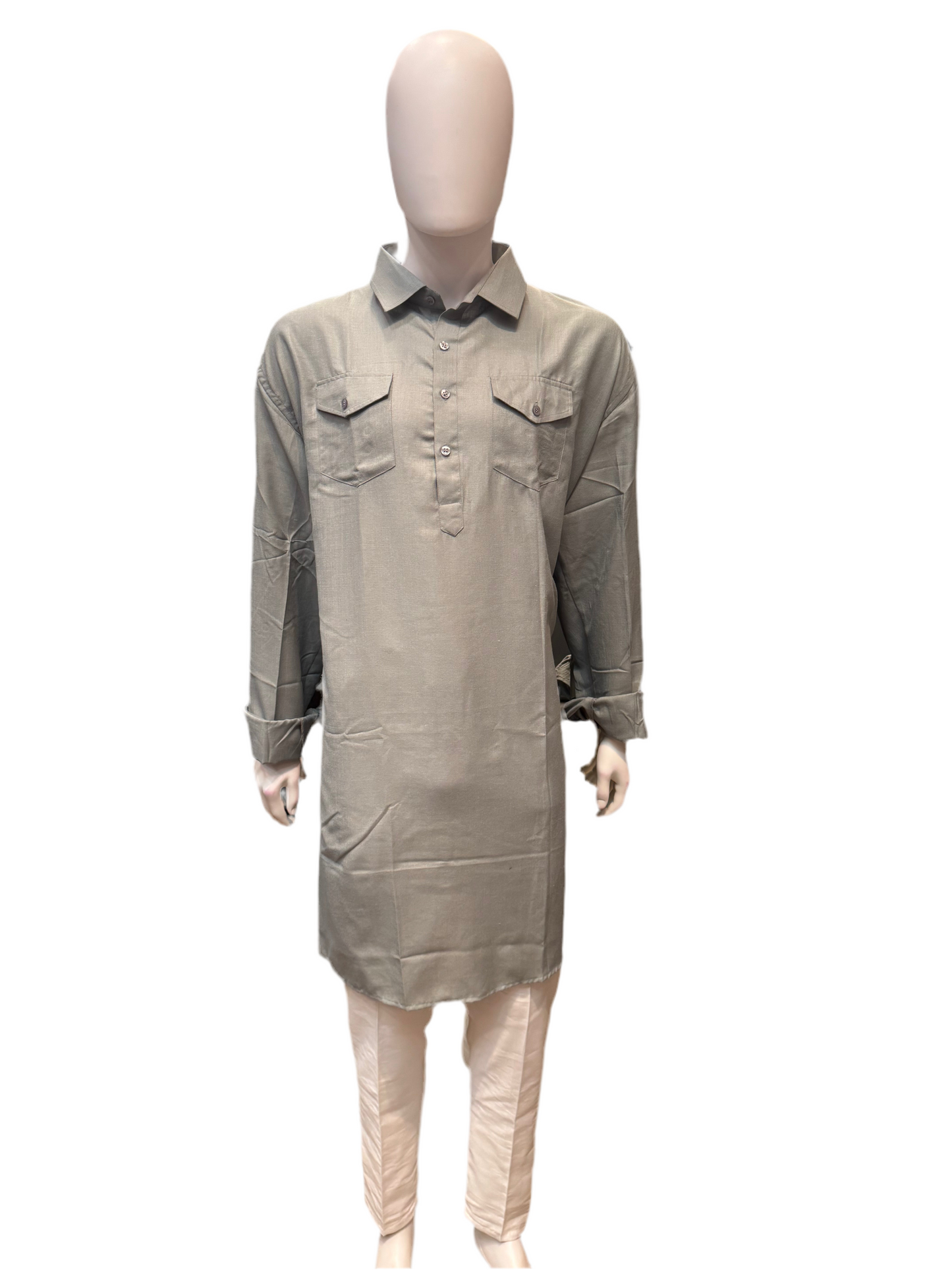 Wonderful Gray Color Swiss Cotton Pathani Suits For Men