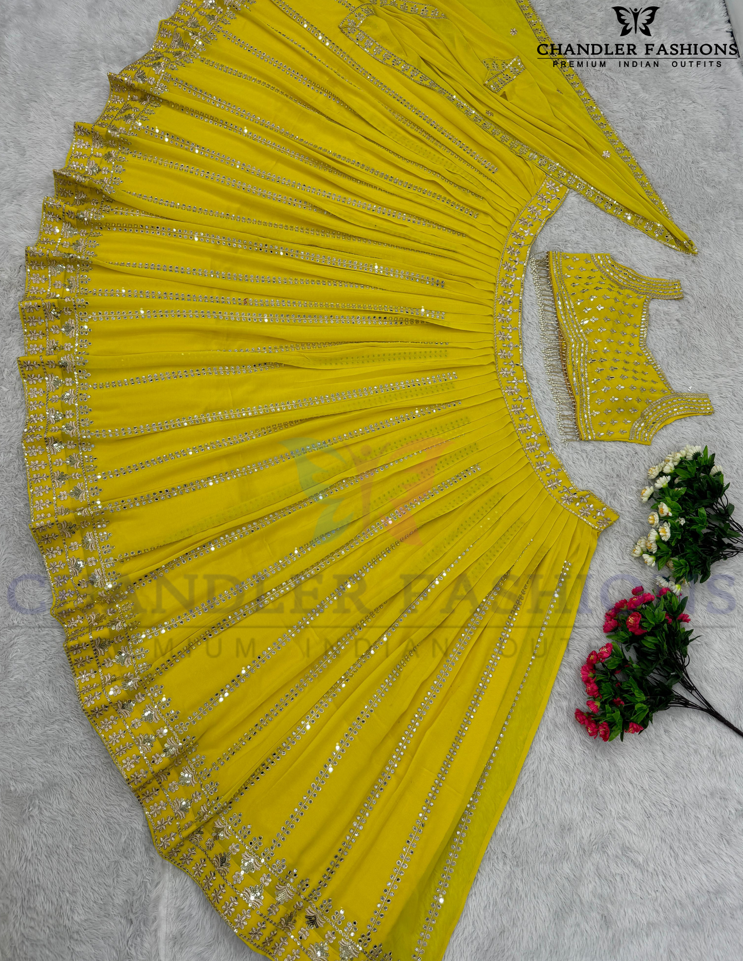 Yellow Color Georgette With Heavy Embroidery Sequins Work In Arizona