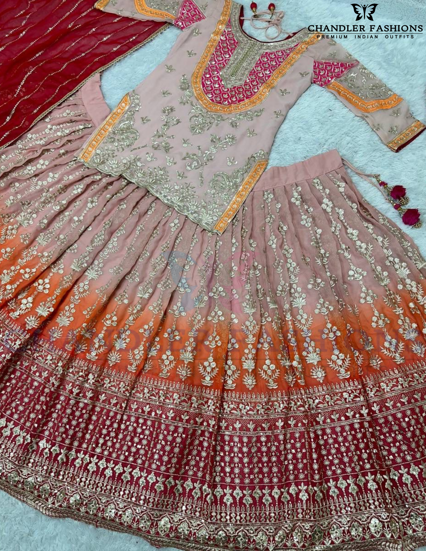 Multi Color Faux Georgette With Heavy Embroidery In Arizona