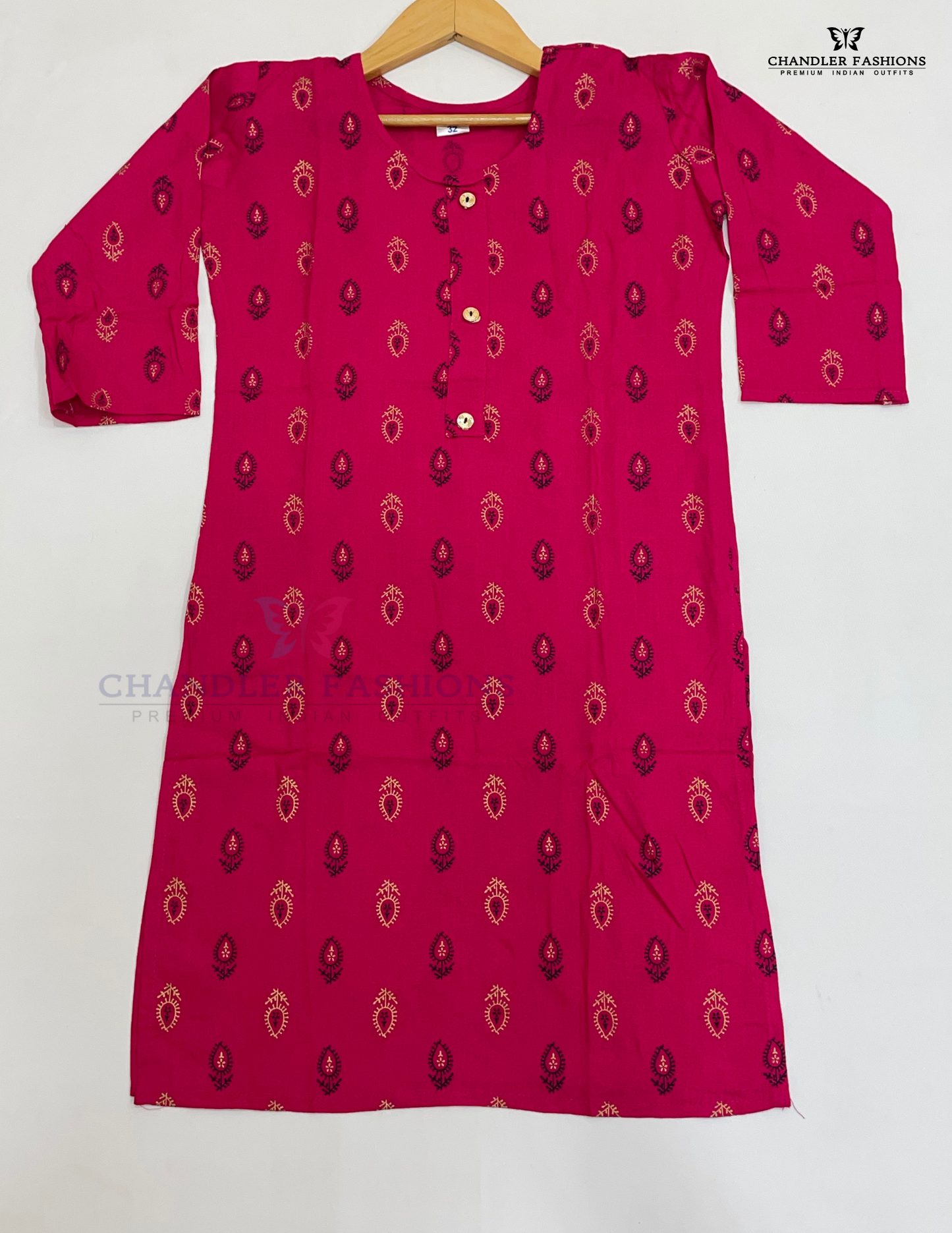 Pink Color Rayon With Printed Work Kurti In Chandler