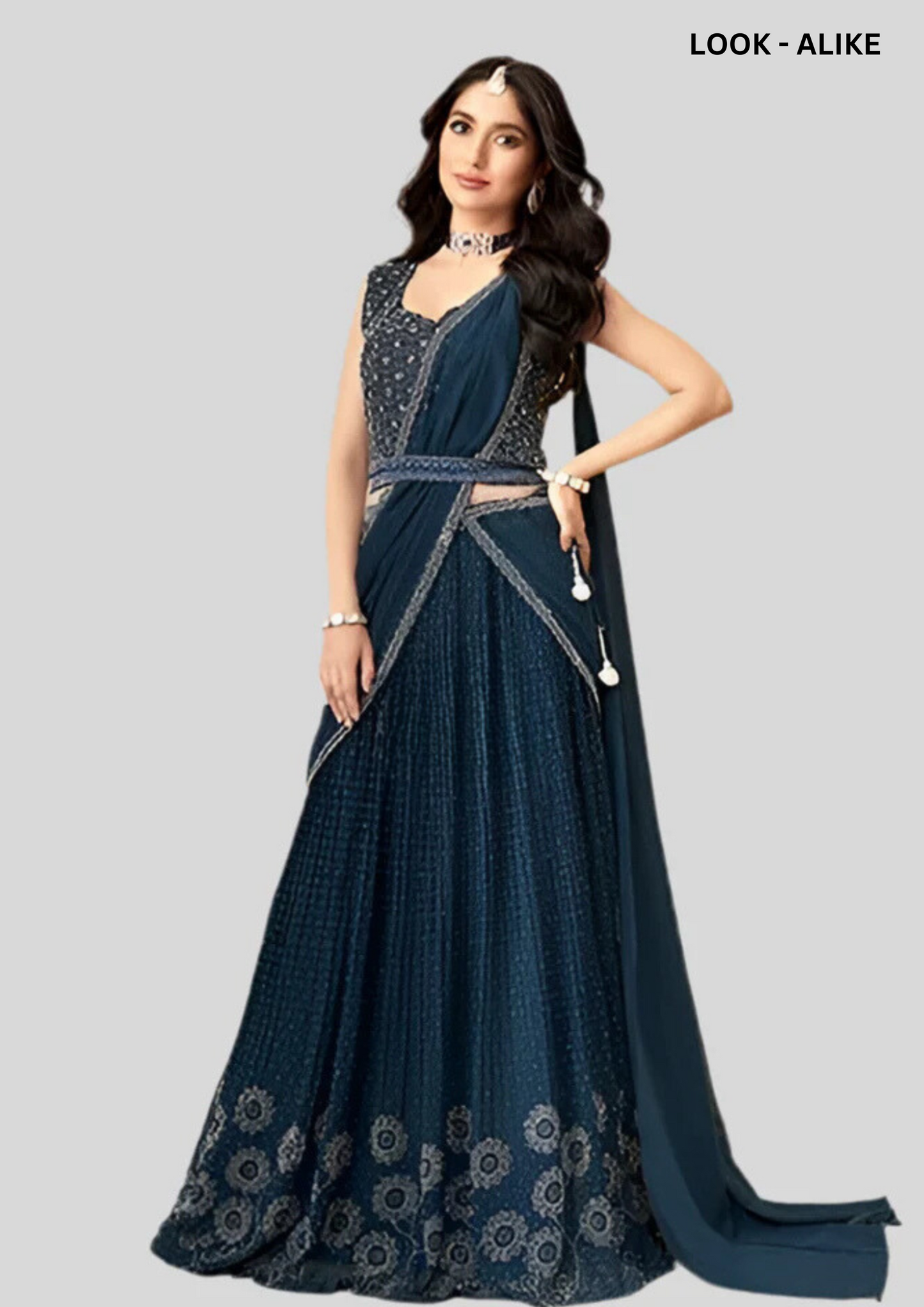 Attractive Dark Blue Color Heavy Embroidered Lehenga Choli With Dupatta Set For Women