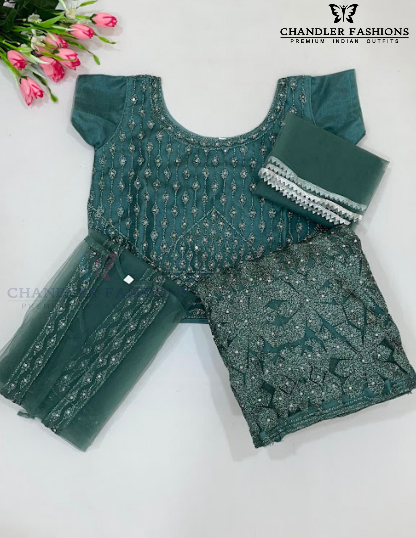 Green Color With Stone And Work Girls Choli Sets Near Me