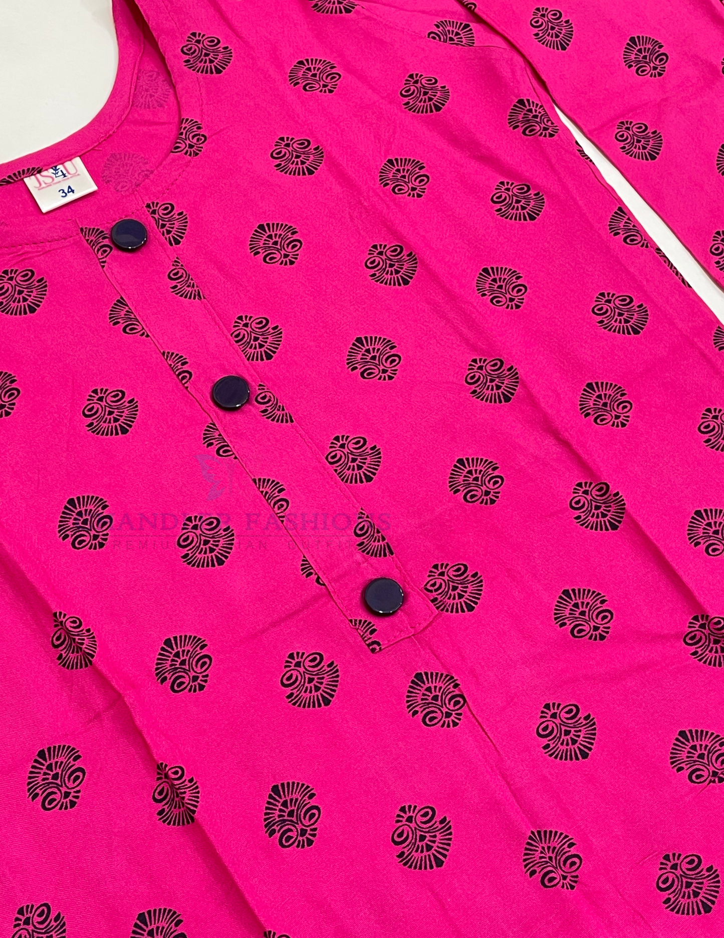 Pink Color Rayon With Printed Work Kurti In Yuma