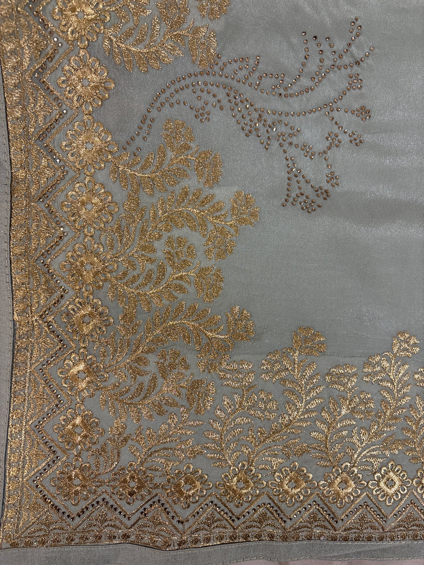 Fabulous Light Pearl Gray Color Soft Chiffon With Embroidered Work Fancy Saree - PREMIUM QUALITY