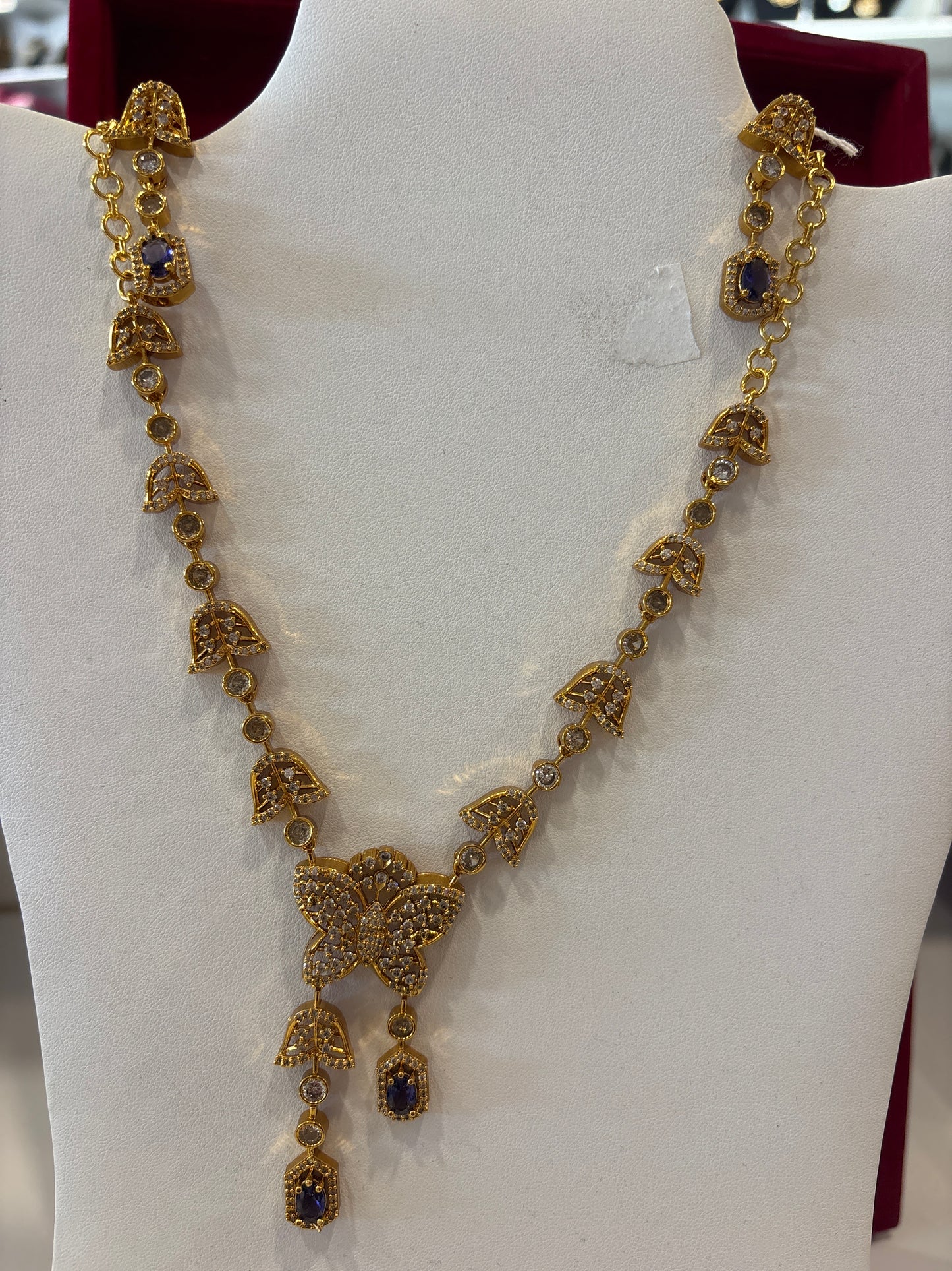 Elegant Purple and white Stones Necklace Set with Matching Earrings