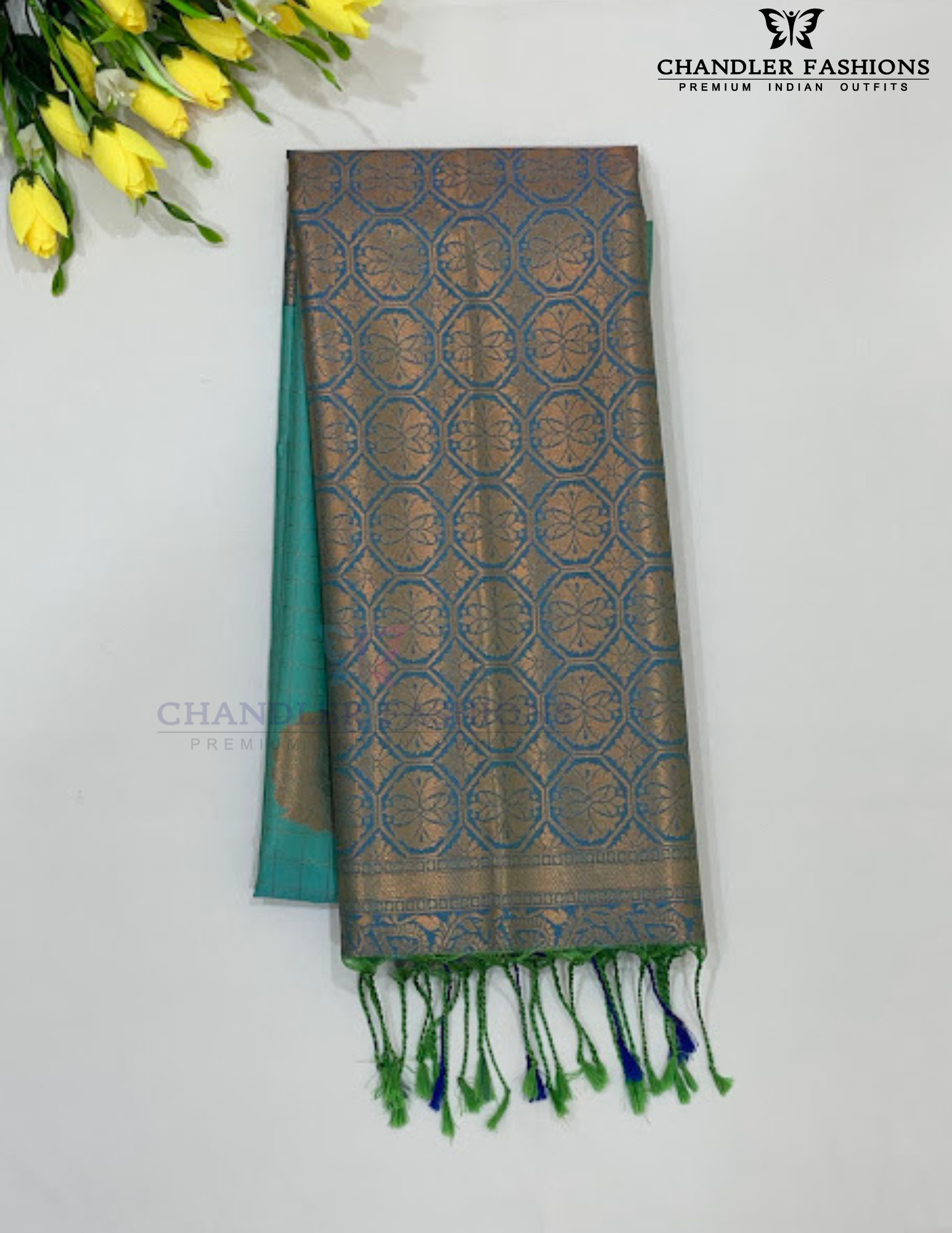 Green Soft Silk Saree With Zari Work In USA