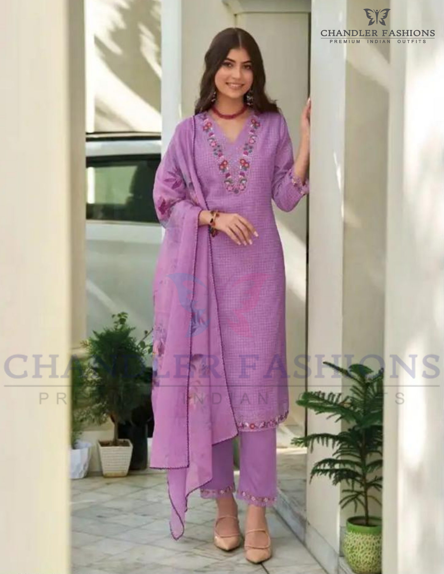 Elegant Lavender Color Embroidery Salwar Suits With Dupatta For Women