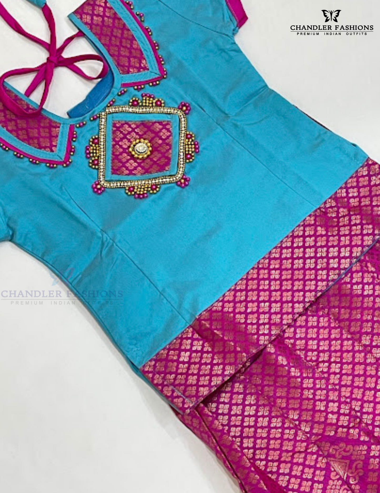 Sky Blue Color Silk Langa Set In Suncity
