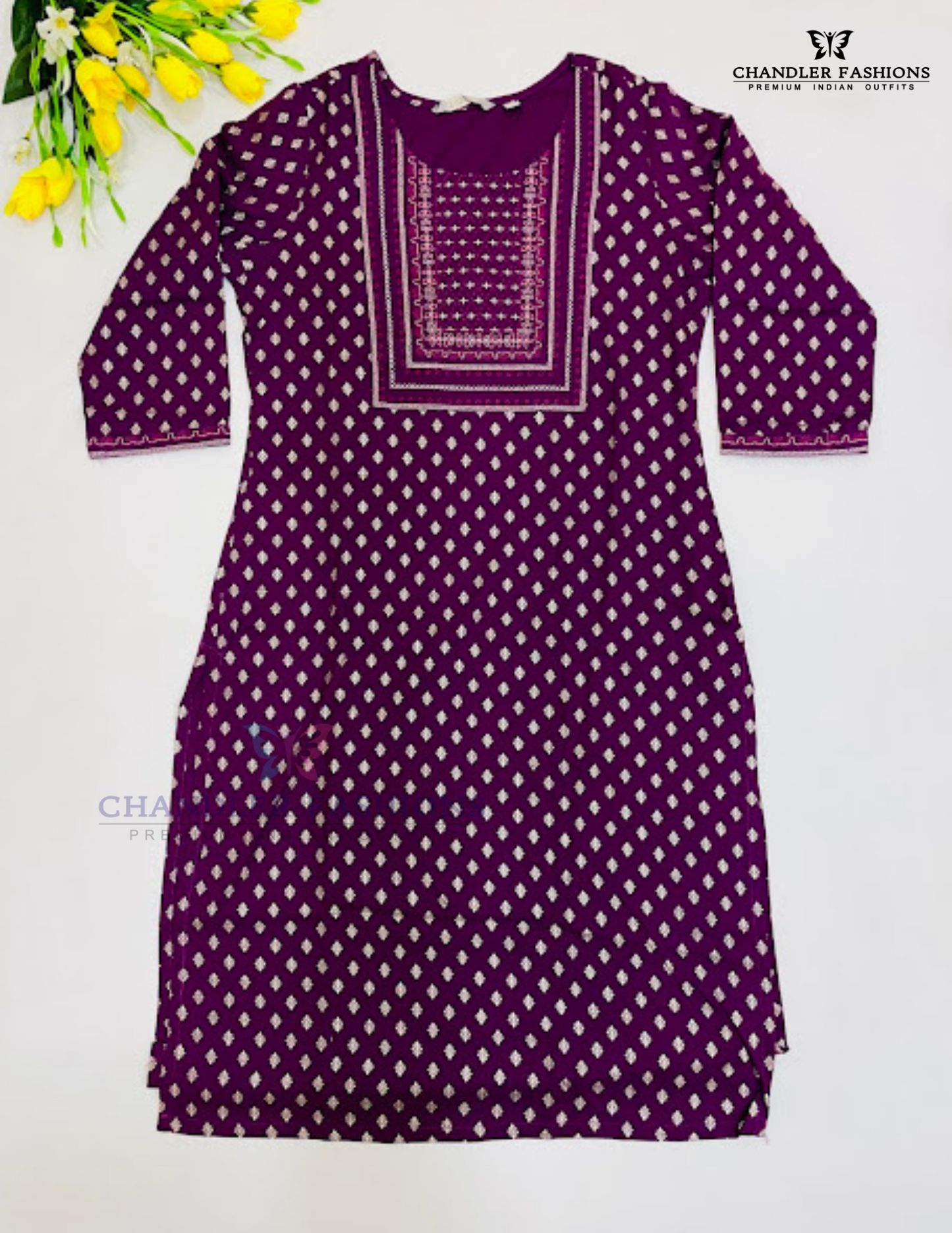 Attractive Purple Color Cotton With Embroidery And Printed Work Kurti Suits For Women Near Me