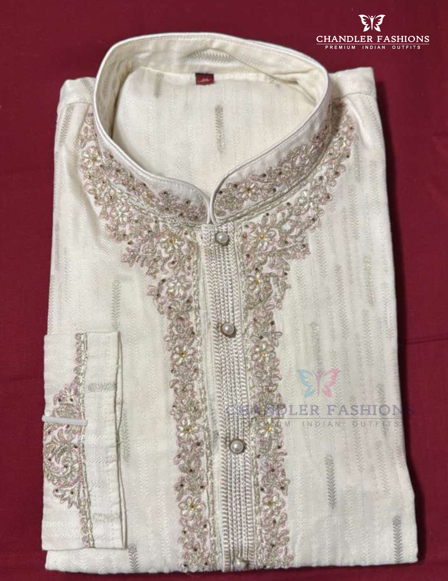 White Color Soft Silk With Embroidery Work Kurta Suits For Men Near Me