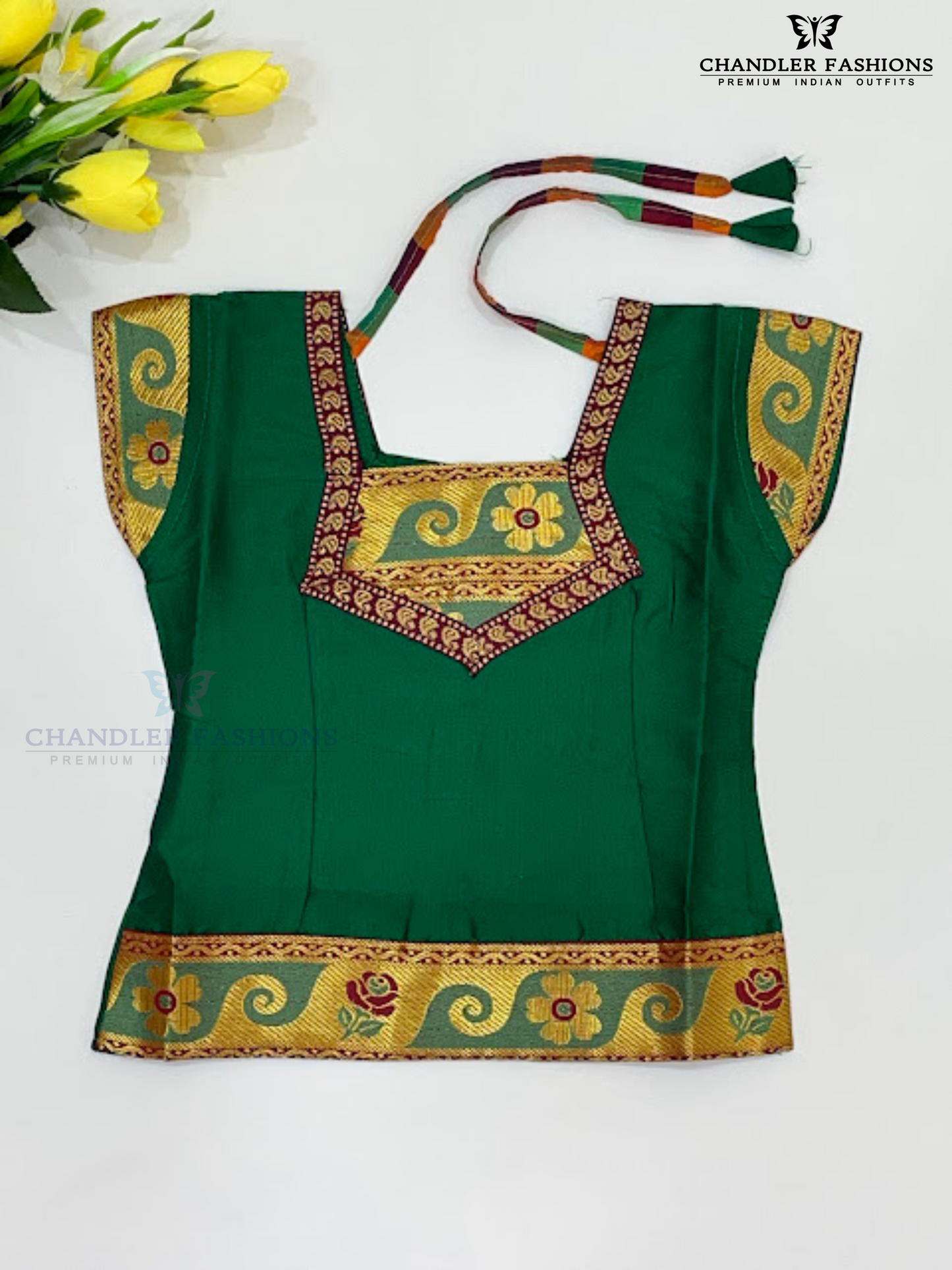 Pretty Green Color Art Silk Langa Sets With Zari Work In USA