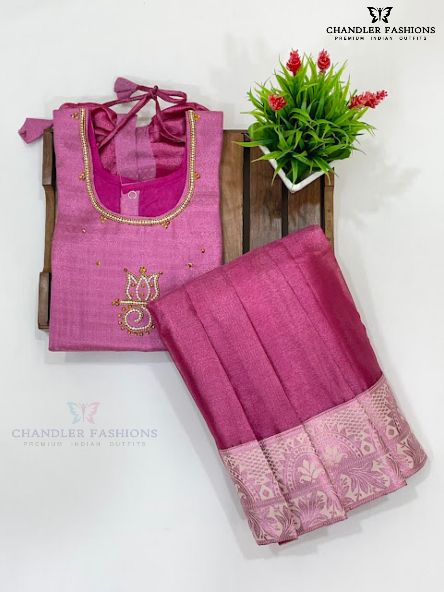 Gorgeous Pink Color Art Silk Langa Sets With Stone Work Near Me