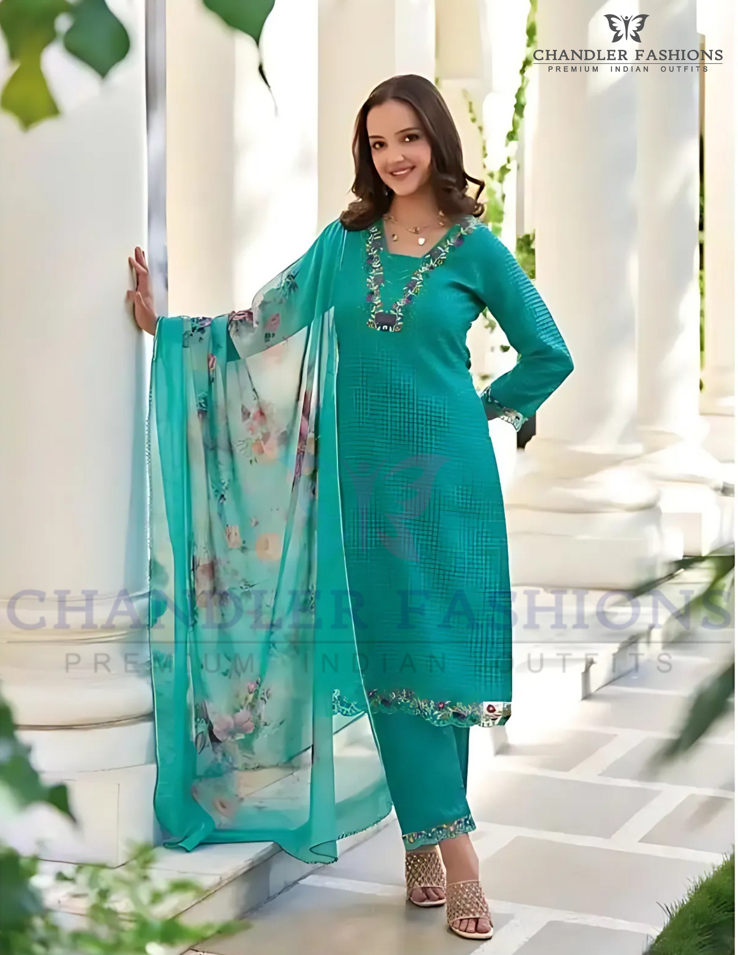 Alluring Blue Color Embroidery Salwar Suits With Dupatta For Women