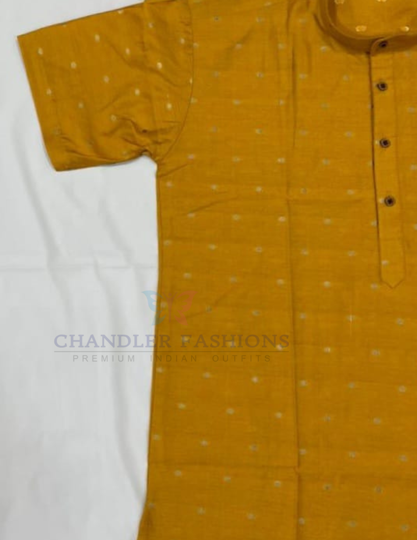 Mustard Yellow Color Silk Cotton Short Kurta Near Me