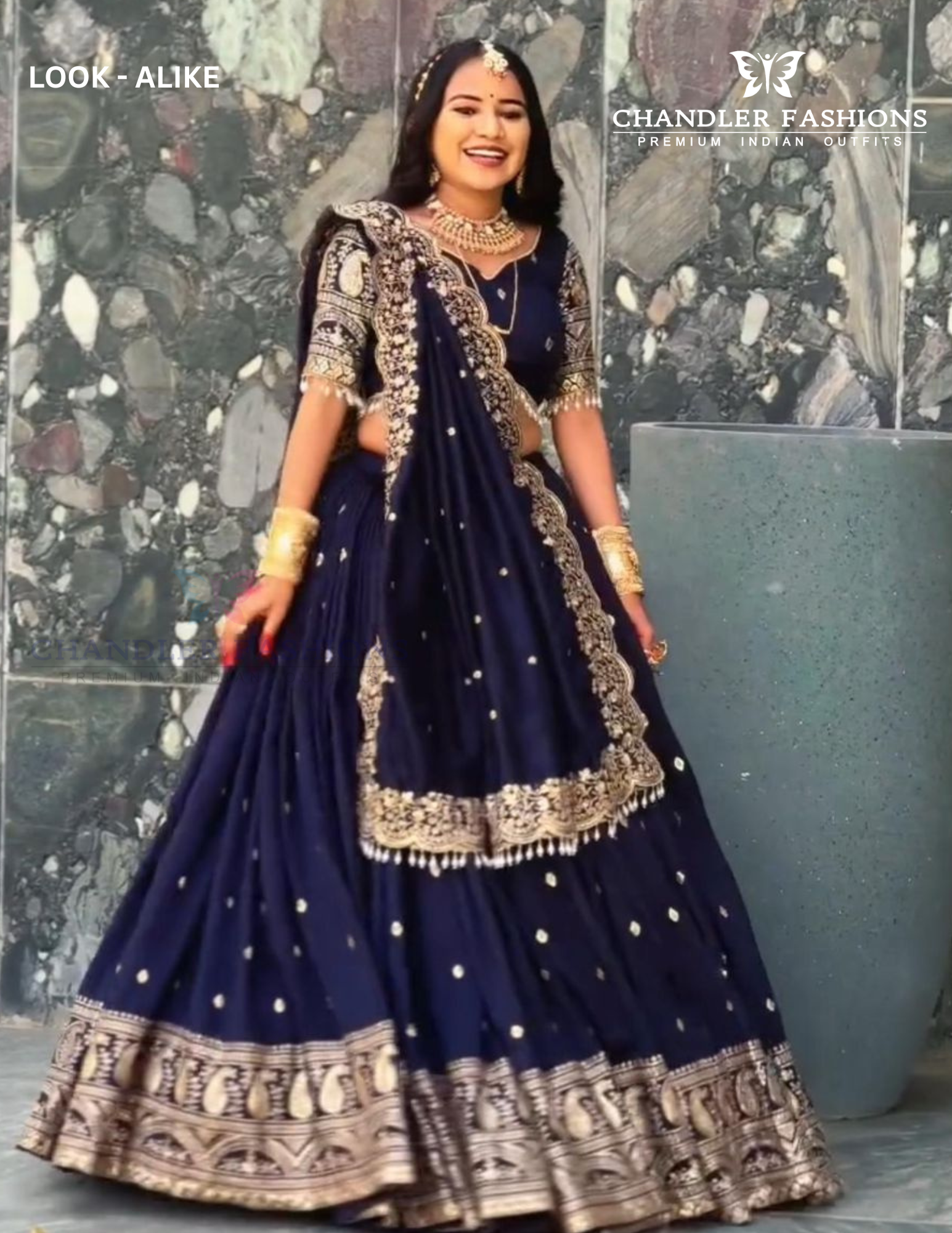 Amazing Dark Blue Color Embroidery Work Lehenga Choli With Dupatta For Women